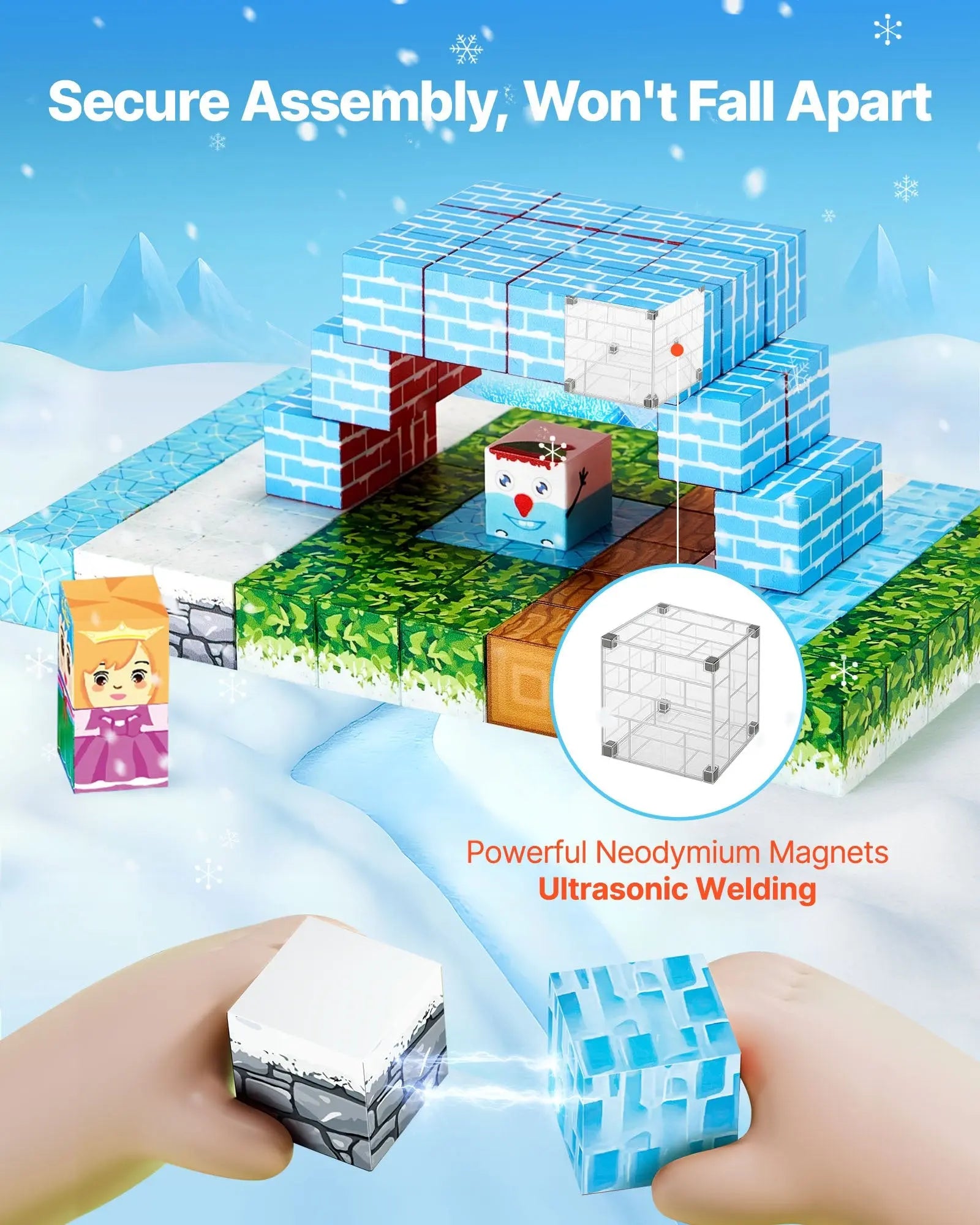 Magnetic Blocks, 150 PCS Glacier Castle Set, Magnetic Building Cubes for Kids, STEM Montessori Sensory Toys for Christmas Birthday Gift, Construction Stacking Toy for 3+ Years Old Boys & Girls Wholesale Hub