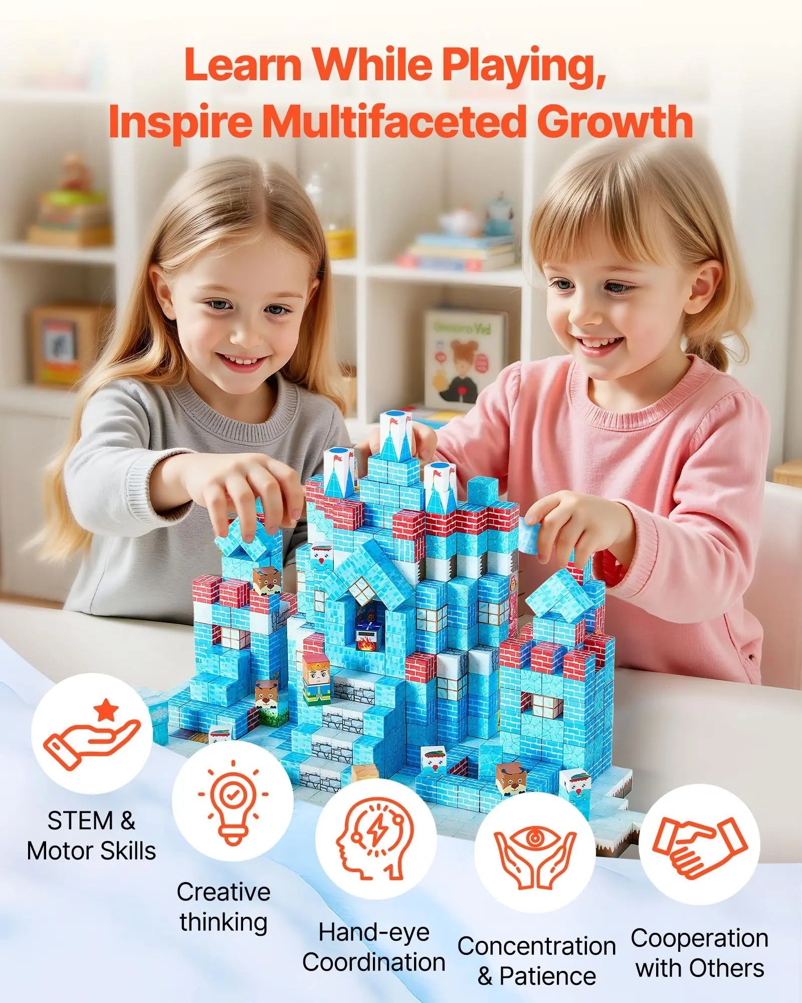 Magnetic Blocks, 150 PCS Glacier Castle Set, Magnetic Building Cubes for Kids, STEM Montessori Sensory Toys for Christmas Birthday Gift, Construction Stacking Toy for 3+ Years Old Boys & Girls Wholesale Hub