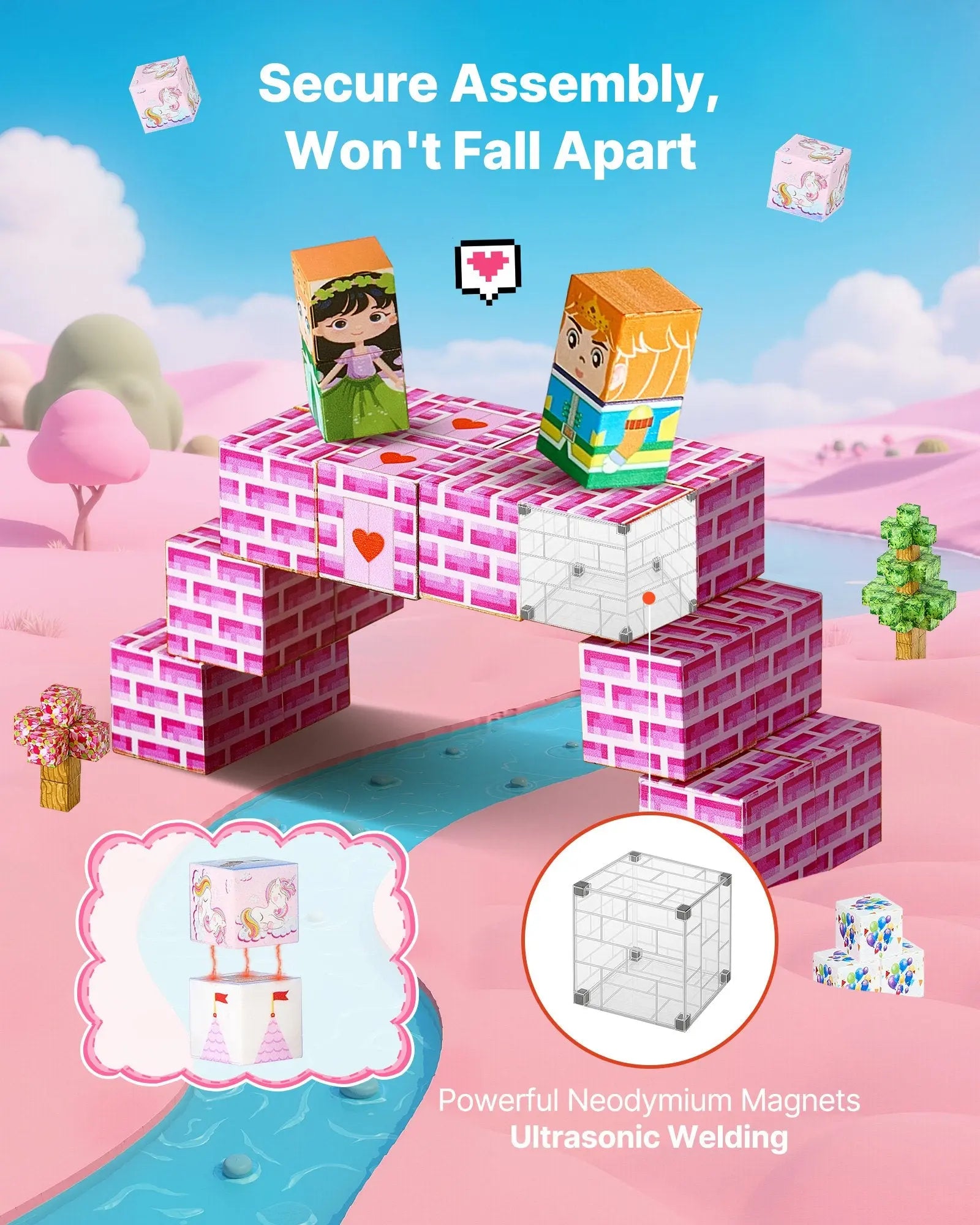 Magnetic Blocks, 100 PCS Princess Castle Set, Magnetic Building Cubes for Kids, STEM Montessori Sensory Toys for Christmas Birthday Gift, Construction Stacking Toy for 3+ Years Old Boys & Girls Wholesale Hub