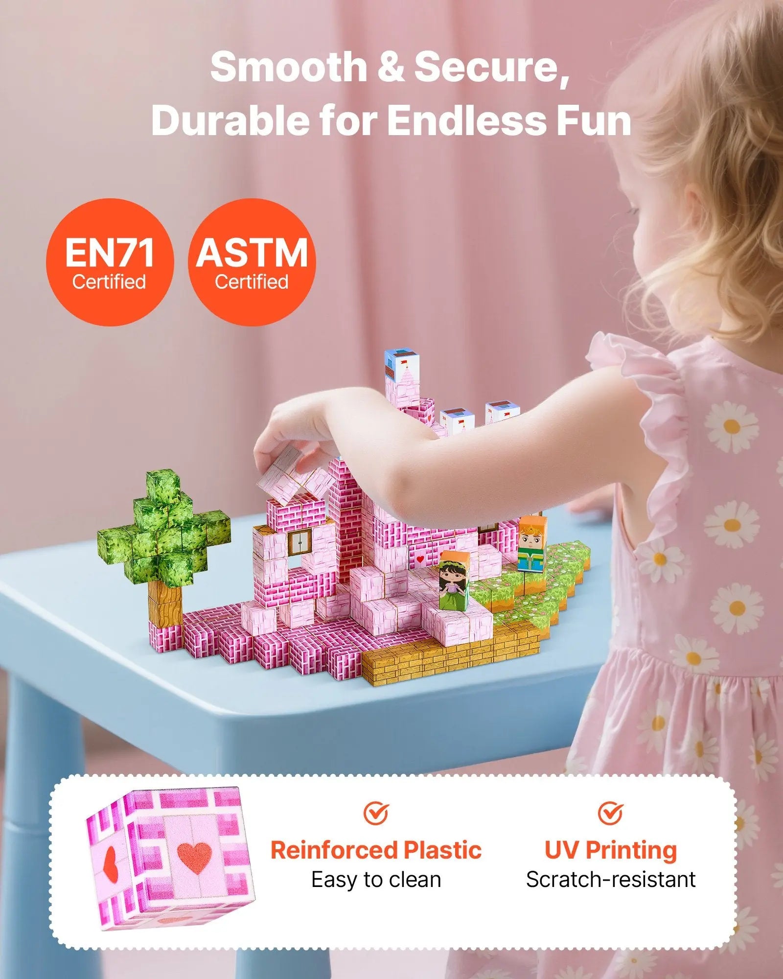 Magnetic Blocks, 100 PCS Princess Castle Set, Magnetic Building Cubes for Kids, STEM Montessori Sensory Toys for Christmas Birthday Gift, Construction Stacking Toy for 3+ Years Old Boys & Girls Wholesale Hub