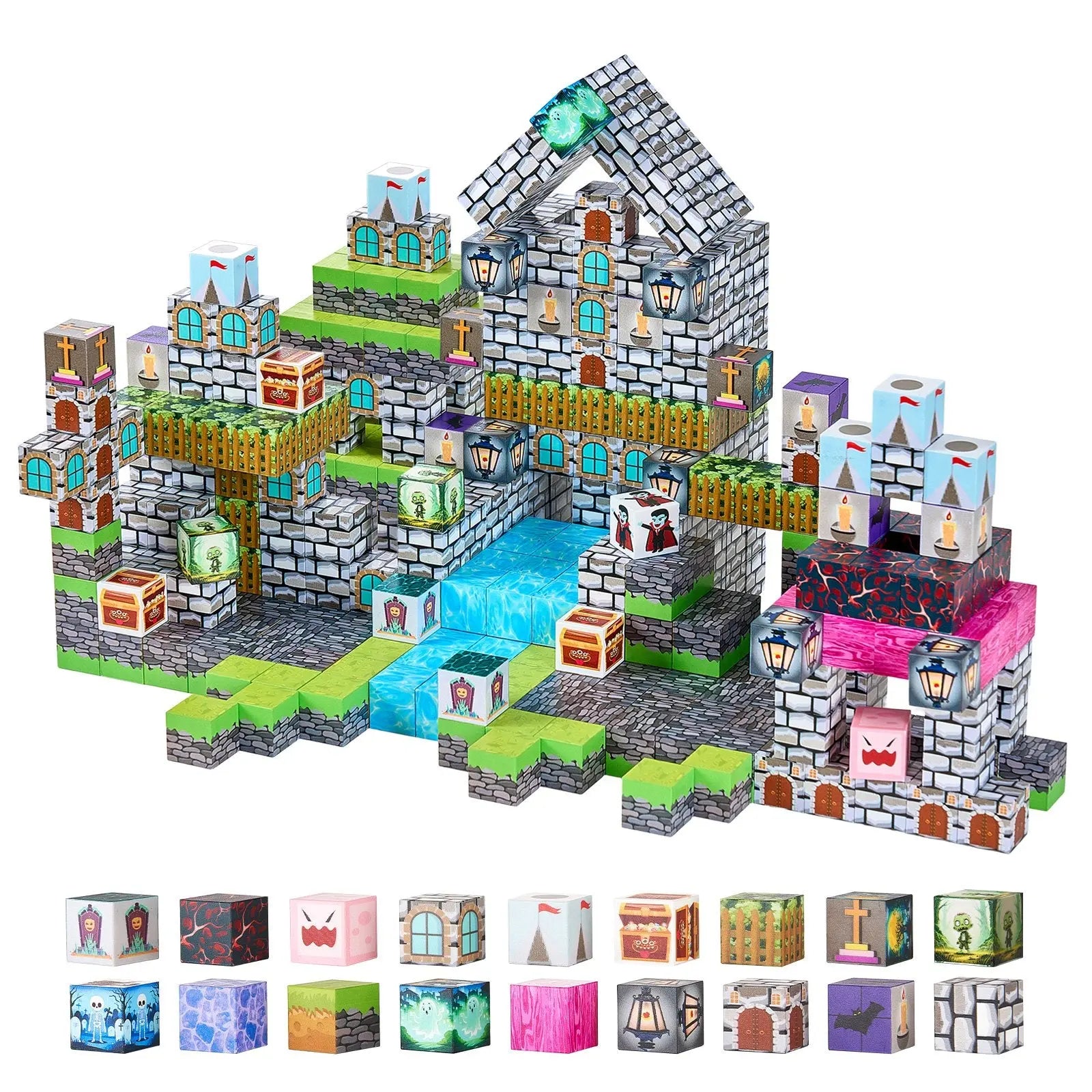 Magnetic Blocks, 100 PCS Cemetery Zombies Set, Magnetic Building Cubes for Kids, STEM Montessori Sensory Toys for Christmas Birthday Gift, Construction Stacking Toy for 3+ Years Old Boys & Girls Wholesale Hub