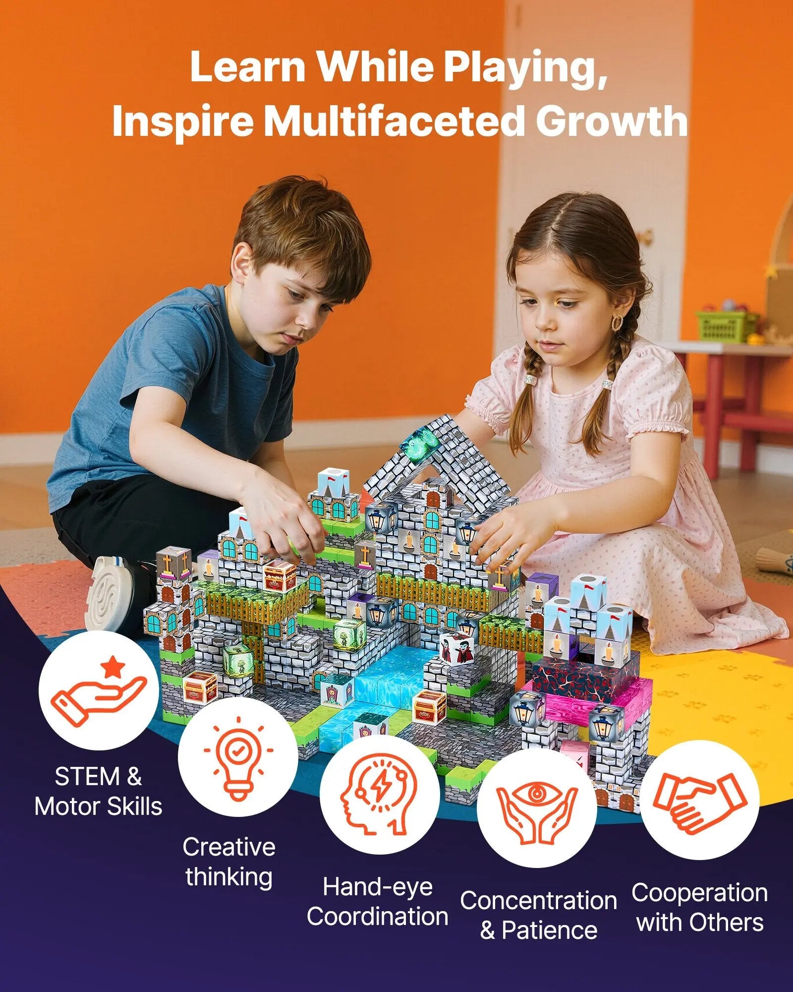 Magnetic Blocks, 100 PCS Cemetery Zombies Set, Magnetic Building Cubes for Kids, STEM Montessori Sensory Toys for Christmas Birthday Gift, Construction Stacking Toy for 3+ Years Old Boys & Girls Wholesale Hub