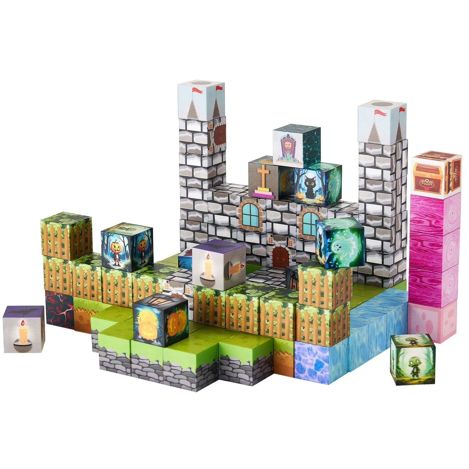 Magnetic Blocks, 100 PCS Cemetery Zombies Set, Magnetic Building Cubes for Kids, STEM Montessori Sensory Toys for Christmas Birthday Gift, Construction Stacking Toy for 3+ Years Old Boys & Girls Wholesale Hub
