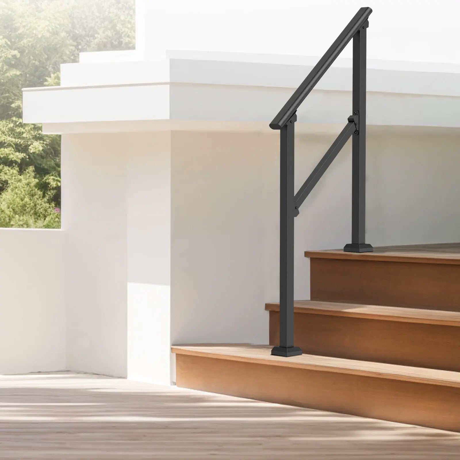2 PCS 2-3 Handrails for Outdoor for Seniors Porch Deck Black Square Tube Wholesale Hub