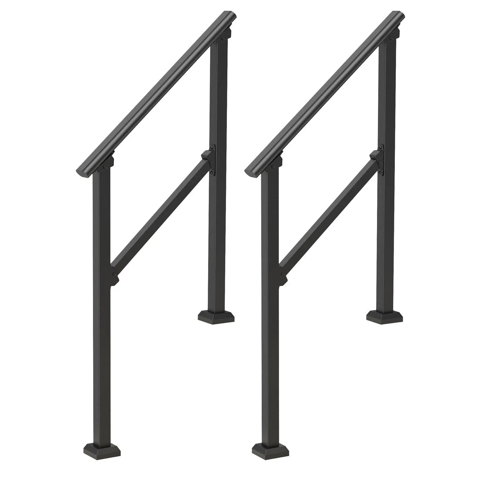 2 PCS 2-3 Handrails for Outdoor for Seniors Porch Deck Black Square Tube Wholesale Hub