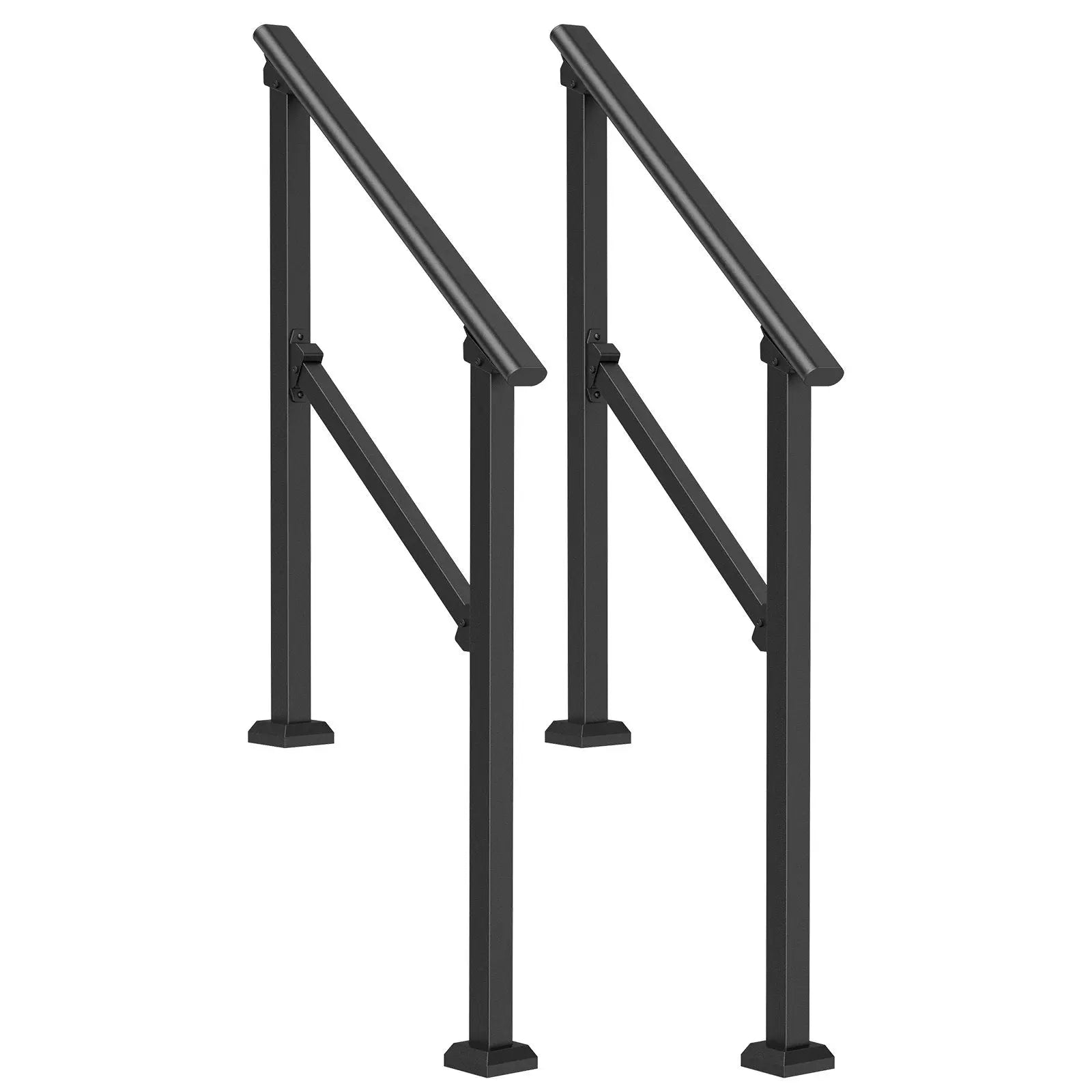 2 PCS 2-3 Handrails for Outdoor for Seniors Porch Deck Black Square Tube Wholesale Hub