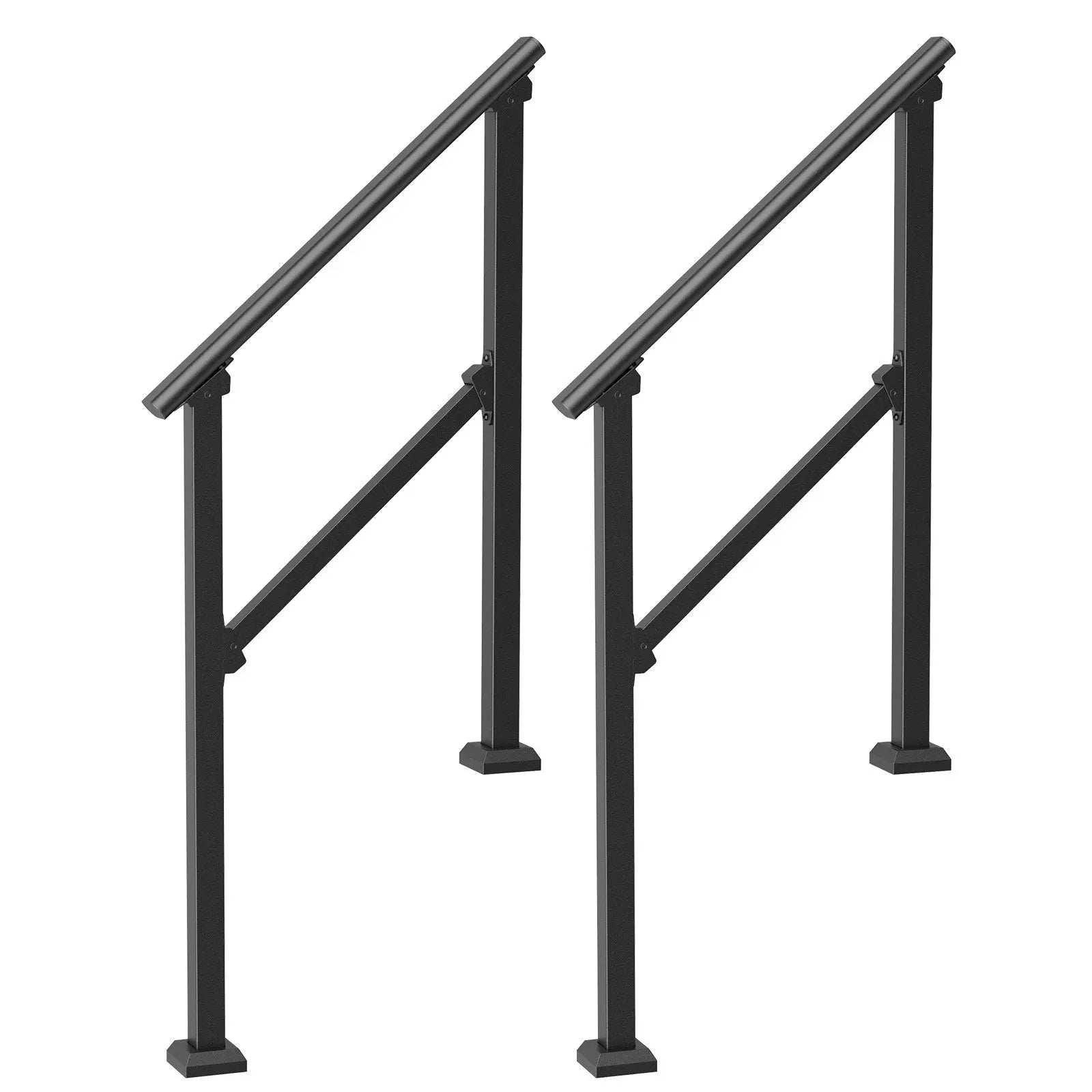 2 PCS 2-3 Handrails for Outdoor for Seniors Porch Deck Black Square Tube Wholesale Hub