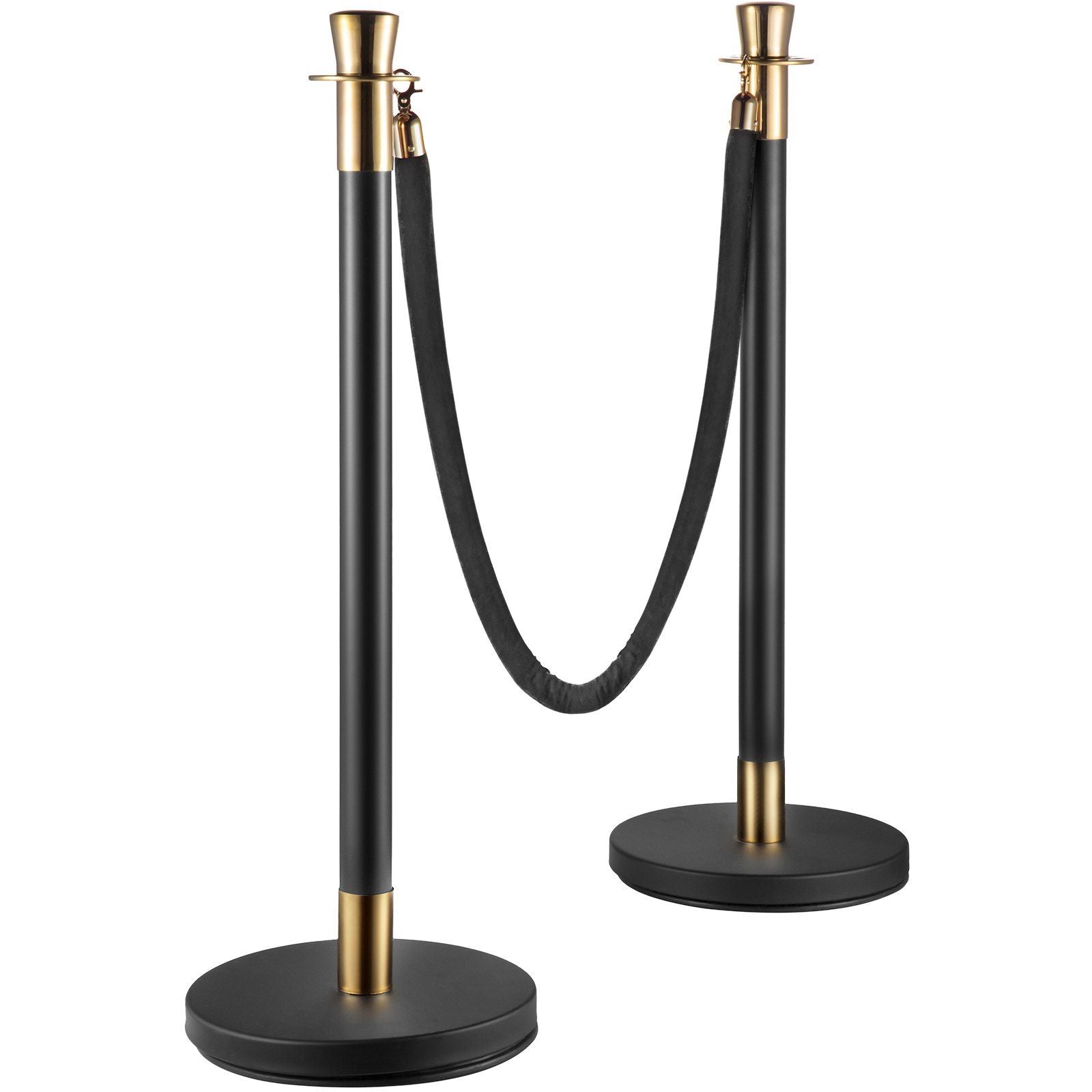 Crowd Control Stanchion, Set of 6 Pieces Stanchion Set, Stanchion Set with 5 ft/1.5 m Black Velvet Rope, Black Crowd Control Barrier with Sturdy Concrete and Metal Base – Easy Connect Assembly Wholesale Hub