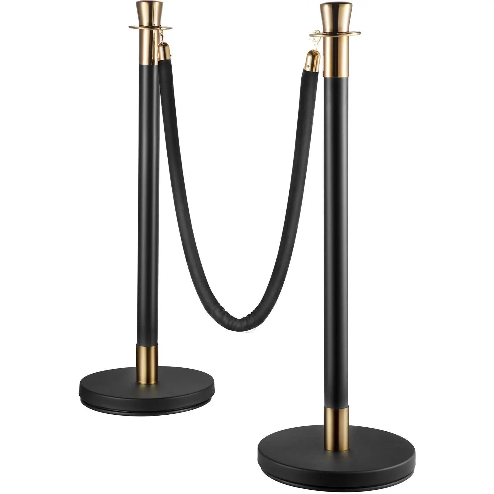 Crowd Control Stanchion, Set of 6 Pieces Stanchion Set, Stanchion Set with 5 ft/1.5 m Black Velvet Rope, Black Crowd Control Barrier with Sturdy Concrete and Metal Base – Easy Connect Assembly Wholesale Hub
