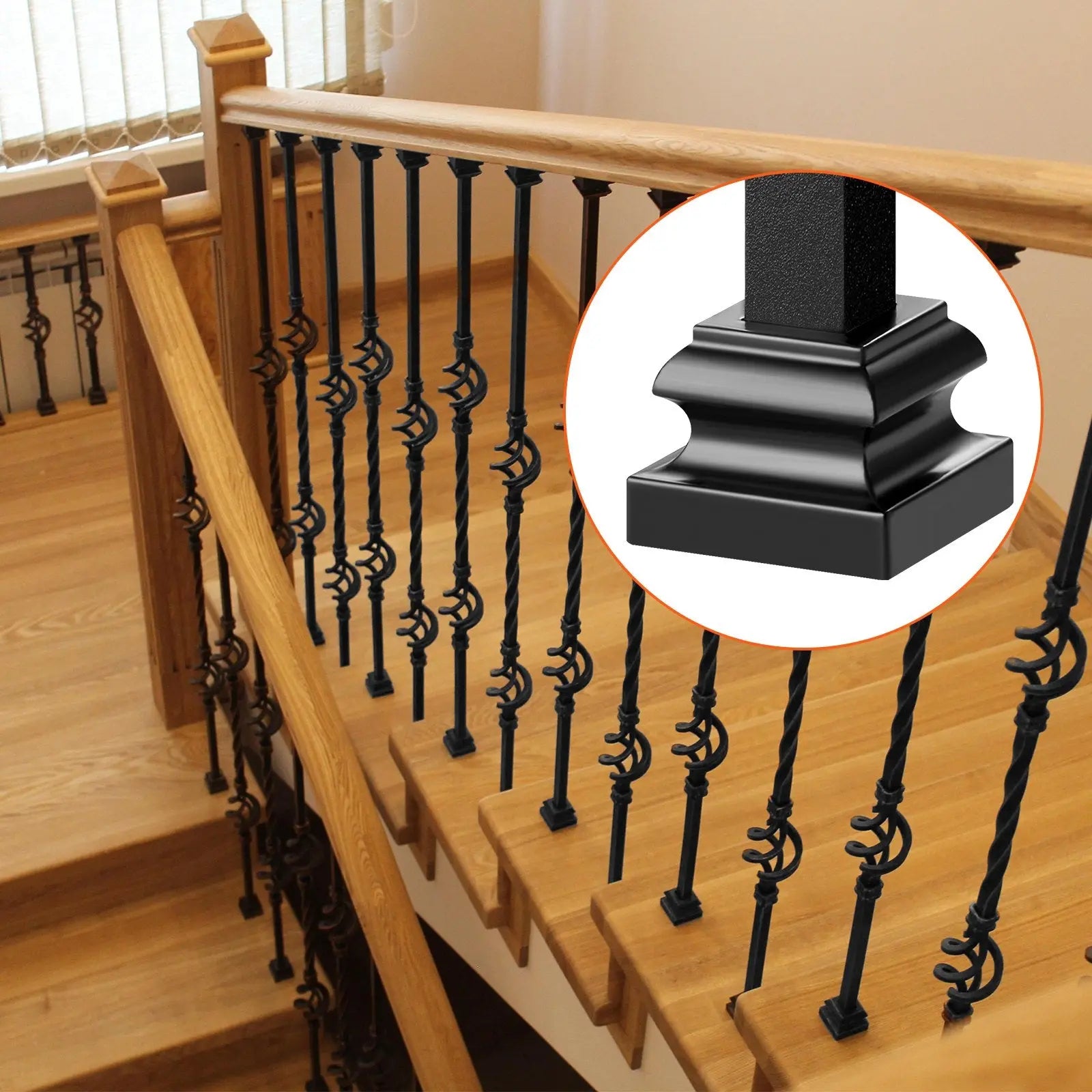 50 PCS Aluminum Alloy Baluster Flat Shoes Wrought Spindles for Staircase Wholesale Hub