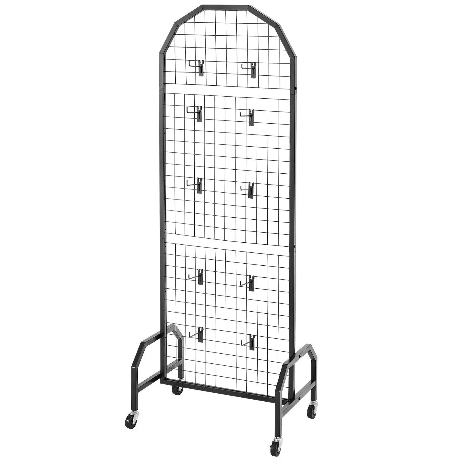 2 Packs Grid Wall Panels, 600 x 1640mm Wire Grid Panels Display Rack, Movable Art Display Shelf with Wheels and 20 Hooks, Black Carbon Steel Gridwall for Craft Show, Decor, Storage, Notice Board Wholesale Hub