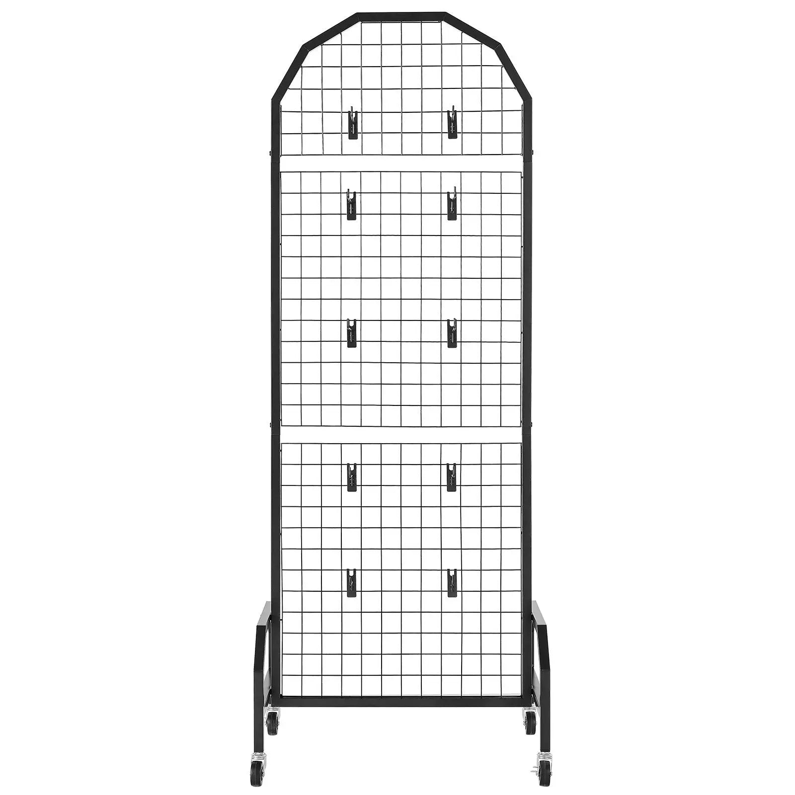 2 Packs Grid Wall Panels, 600 x 1640mm Wire Grid Panels Display Rack, Movable Art Display Shelf with Wheels and 20 Hooks, Black Carbon Steel Gridwall for Craft Show, Decor, Storage, Notice Board Wholesale Hub