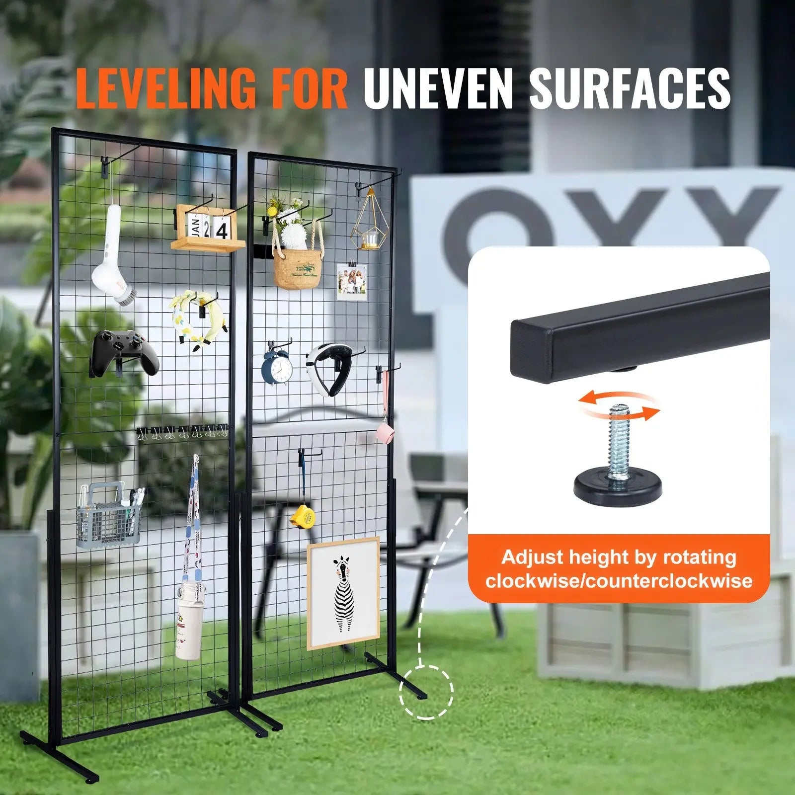 2' x 5.6' Grid Wall Panels Tower, 2 Packs Wire Gridwall Display Racks with T-Base Floorstanding, Double Side Gridwall Panels for Art Craft Shows, Retail Display with Extra Clips and Hooks Wholesale Hub