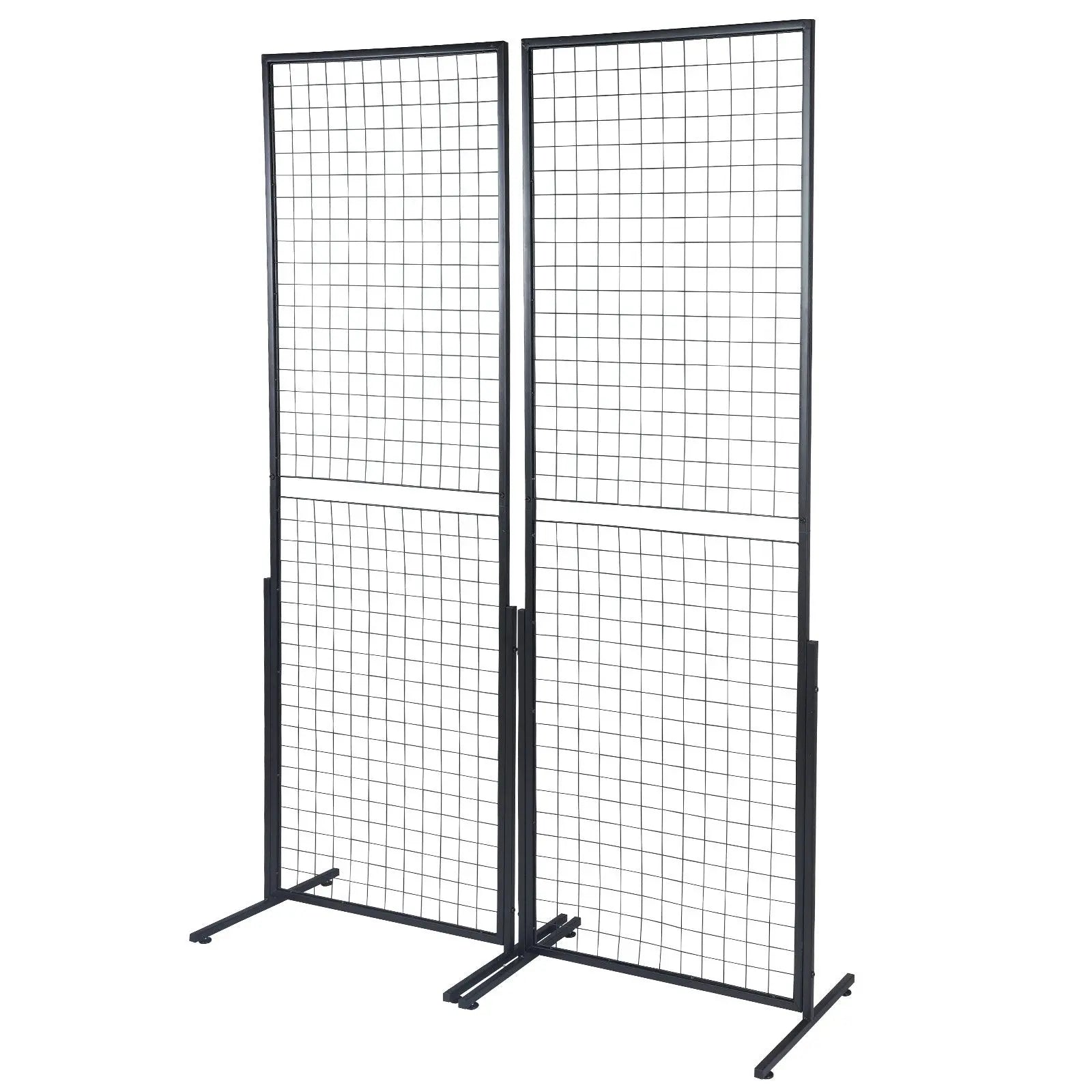 2' x 5.6' Grid Wall Panels Tower, 2 Packs Wire Gridwall Display Racks with T-Base Floorstanding, Double Side Gridwall Panels for Art Craft Shows, Retail Display with Extra Clips and Hooks Wholesale Hub