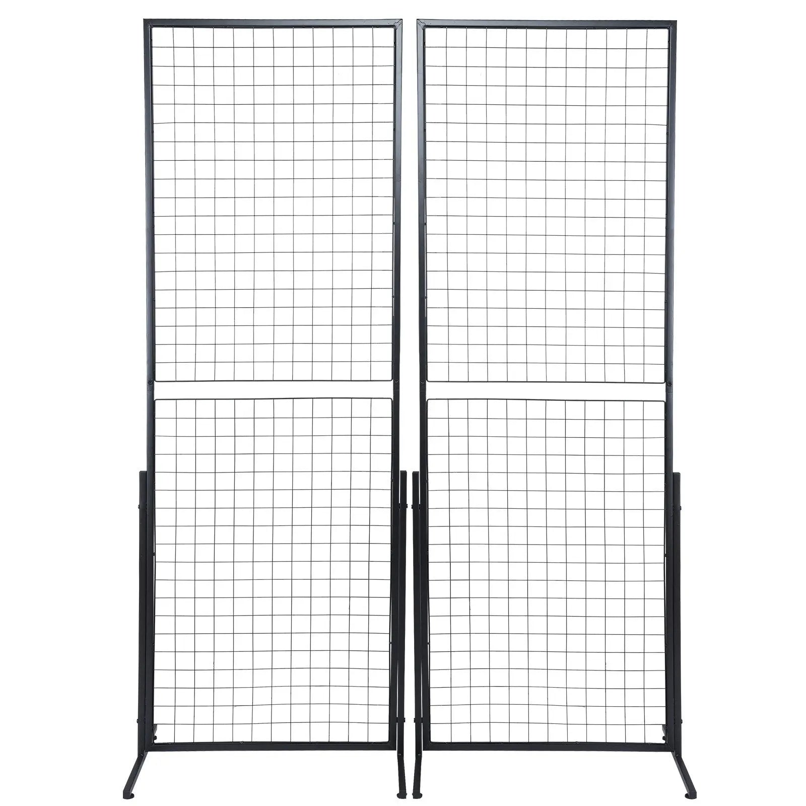 2' x 5.6' Grid Wall Panels Tower, 2 Packs Wire Gridwall Display Racks with T-Base Floorstanding, Double Side Gridwall Panels for Art Craft Shows, Retail Display with Extra Clips and Hooks Wholesale Hub