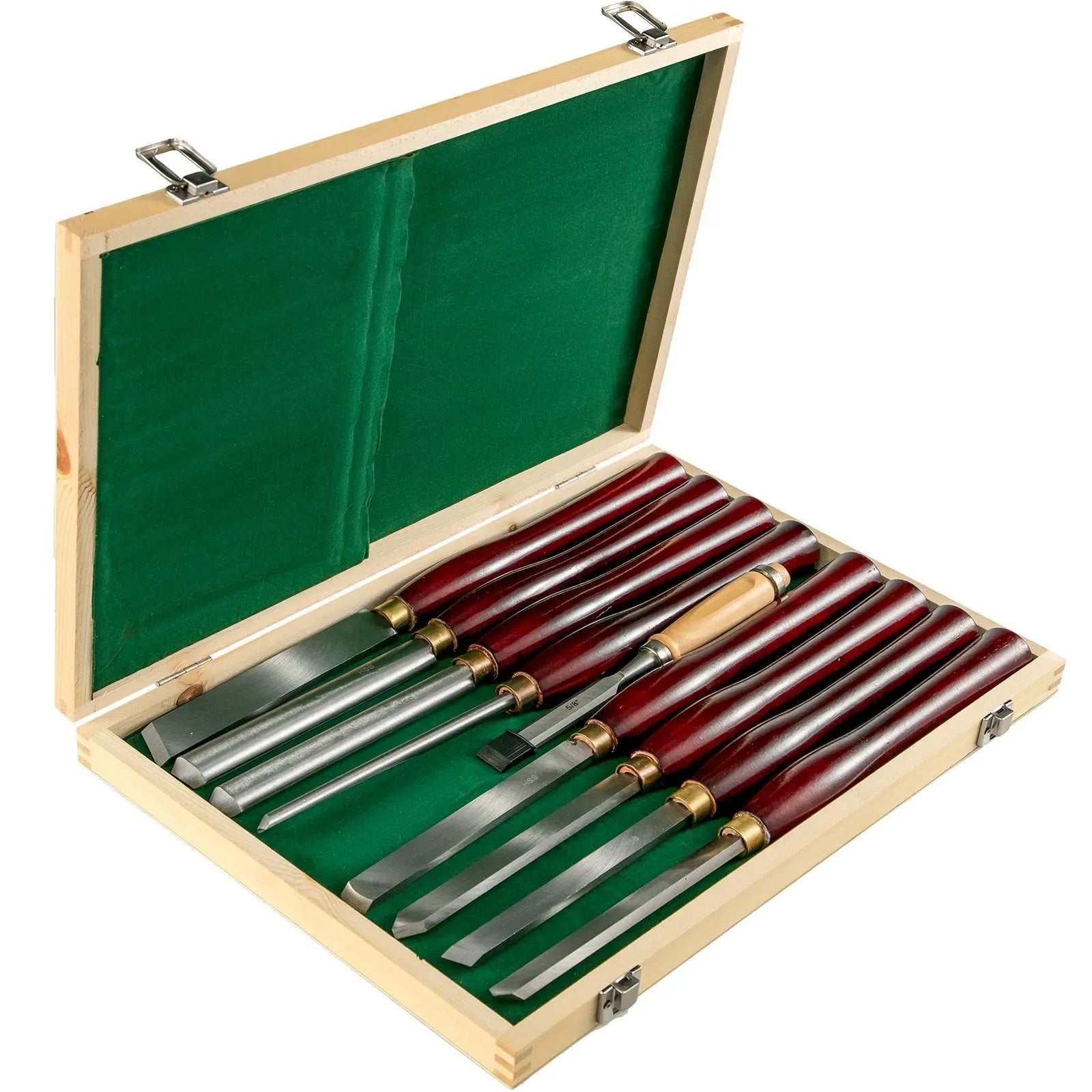 Woodworking Lathe Chisel Set 8 Piece Set Lathe Chisel HSS Steel Blades Wood Turning Tools Wooden Case for Storage for Wood Carving Root Carving Furniture Carving Lathes Red Wholesale Hub