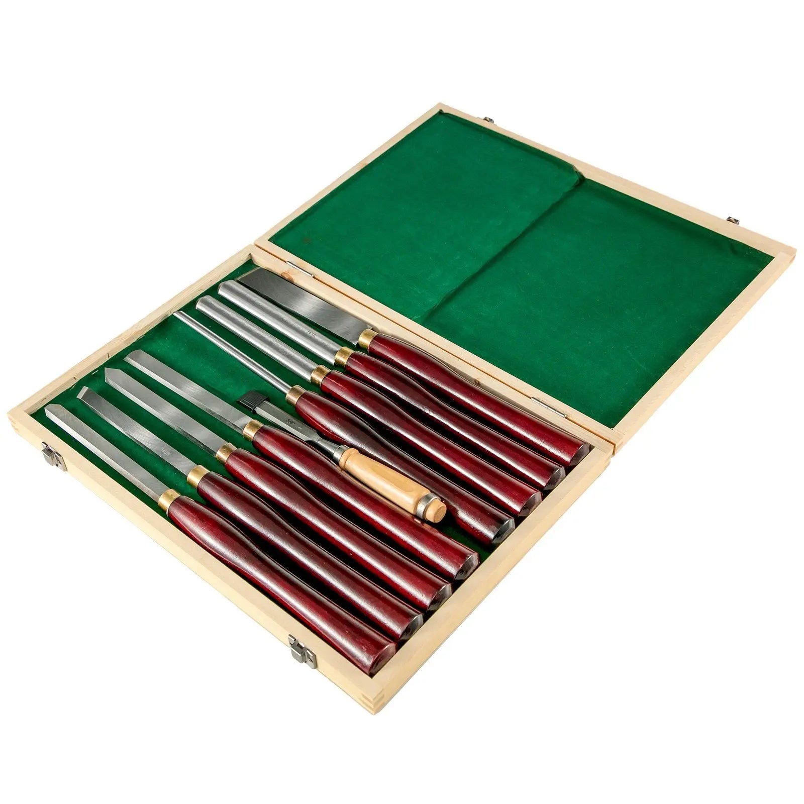 Woodworking Lathe Chisel Set 8 Piece Set Lathe Chisel HSS Steel Blades Wood Turning Tools Wooden Case for Storage for Wood Carving Root Carving Furniture Carving Lathes Red Wholesale Hub