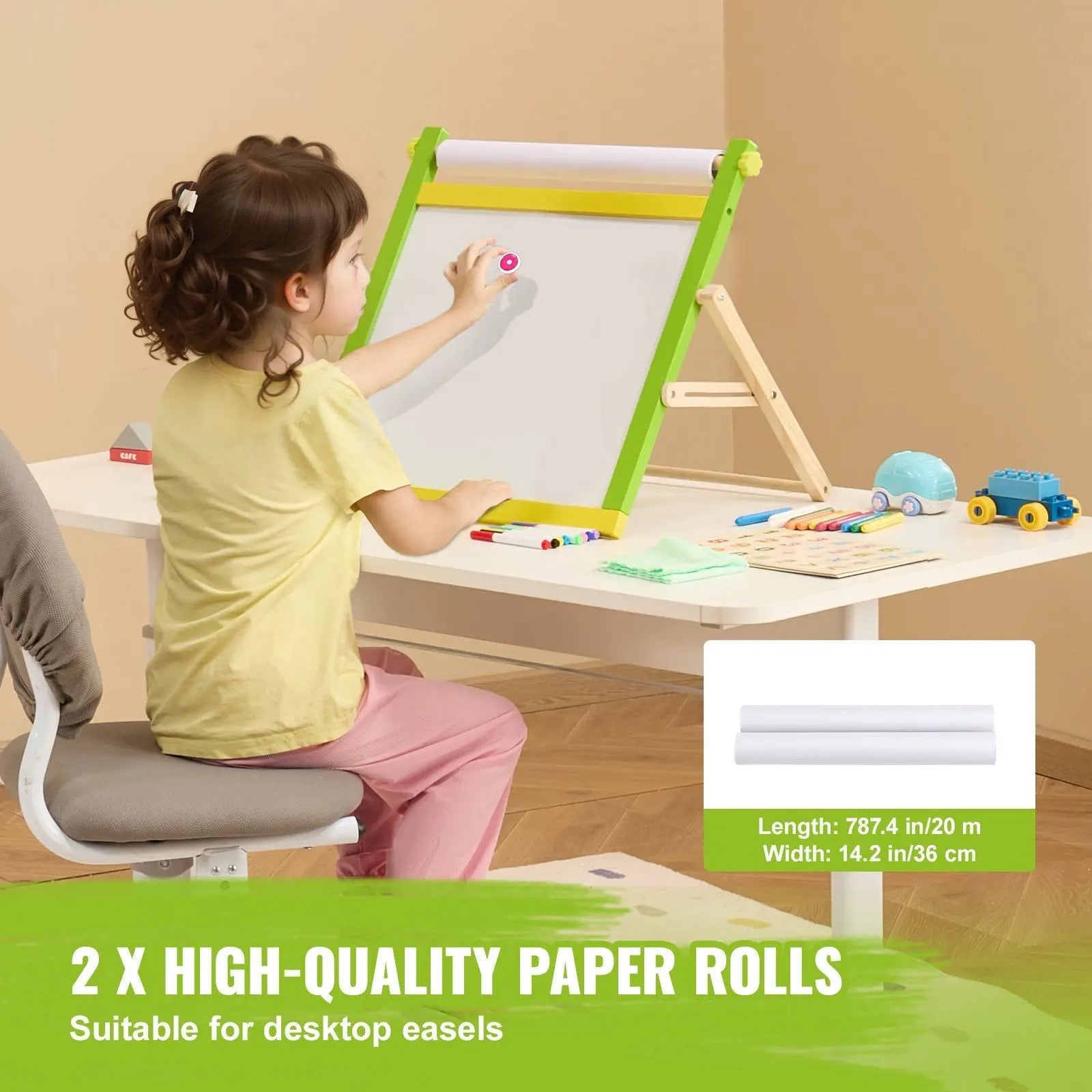 Easel Accessory Set, 32 PCS Kid's Art Easel Painting Kit Including Chalks, Dry-Erase Markers & Paper Rolls, Supplies Set for Tabletop Art Easel, Painting Accessories for Toddlers Boys and Girls Wholesale Hub