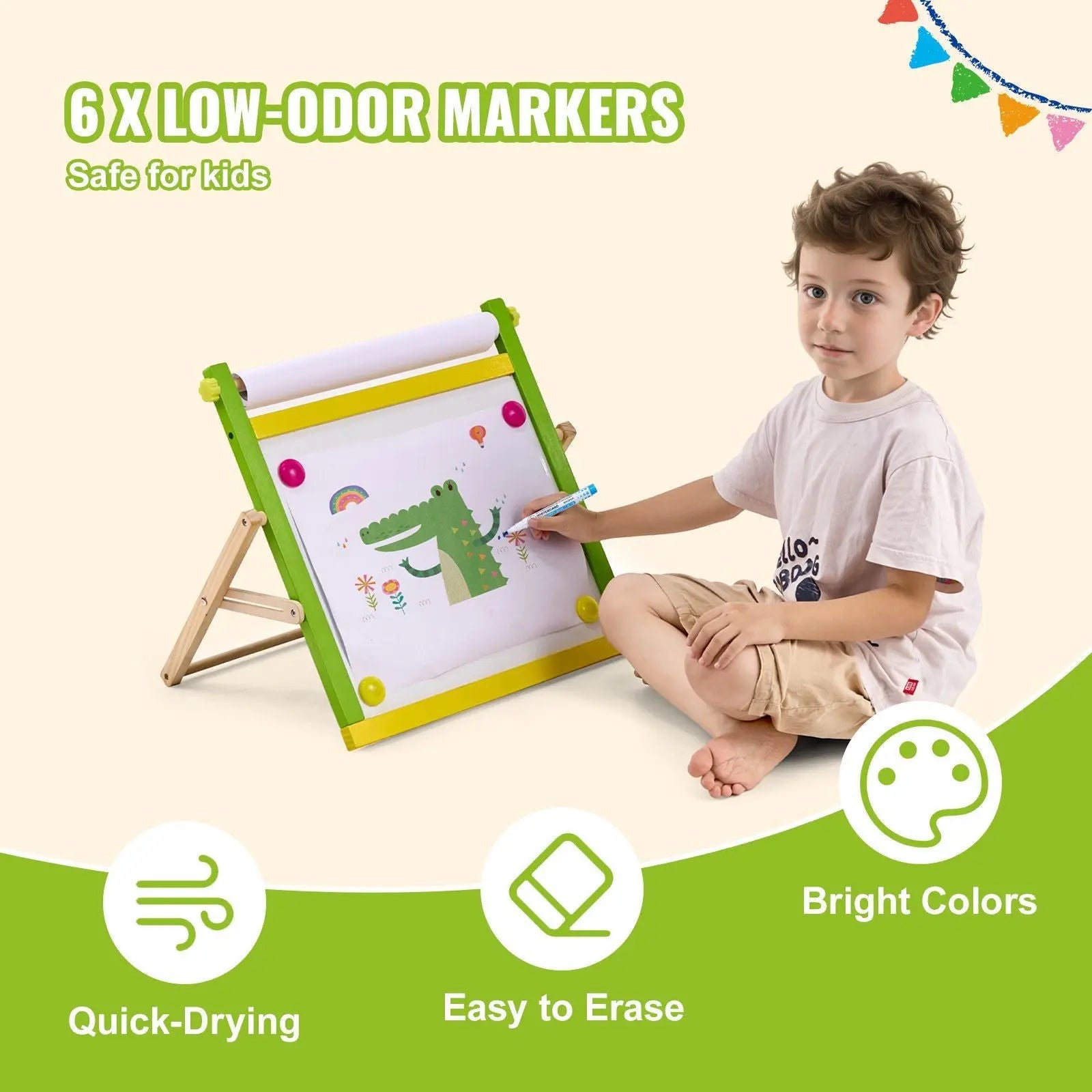 Easel Accessory Set, 32 PCS Kid's Art Easel Painting Kit Including Chalks, Dry-Erase Markers & Paper Rolls, Supplies Set for Tabletop Art Easel, Painting Accessories for Toddlers Boys and Girls Wholesale Hub