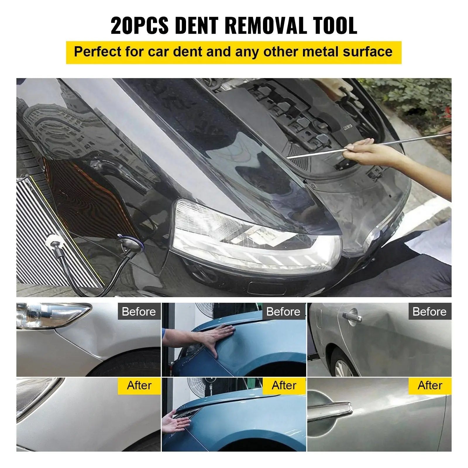 Rods Dent Puller Stainless Steel Paintless Repair Kits Hail Removal 20PCS Wholesale Hub