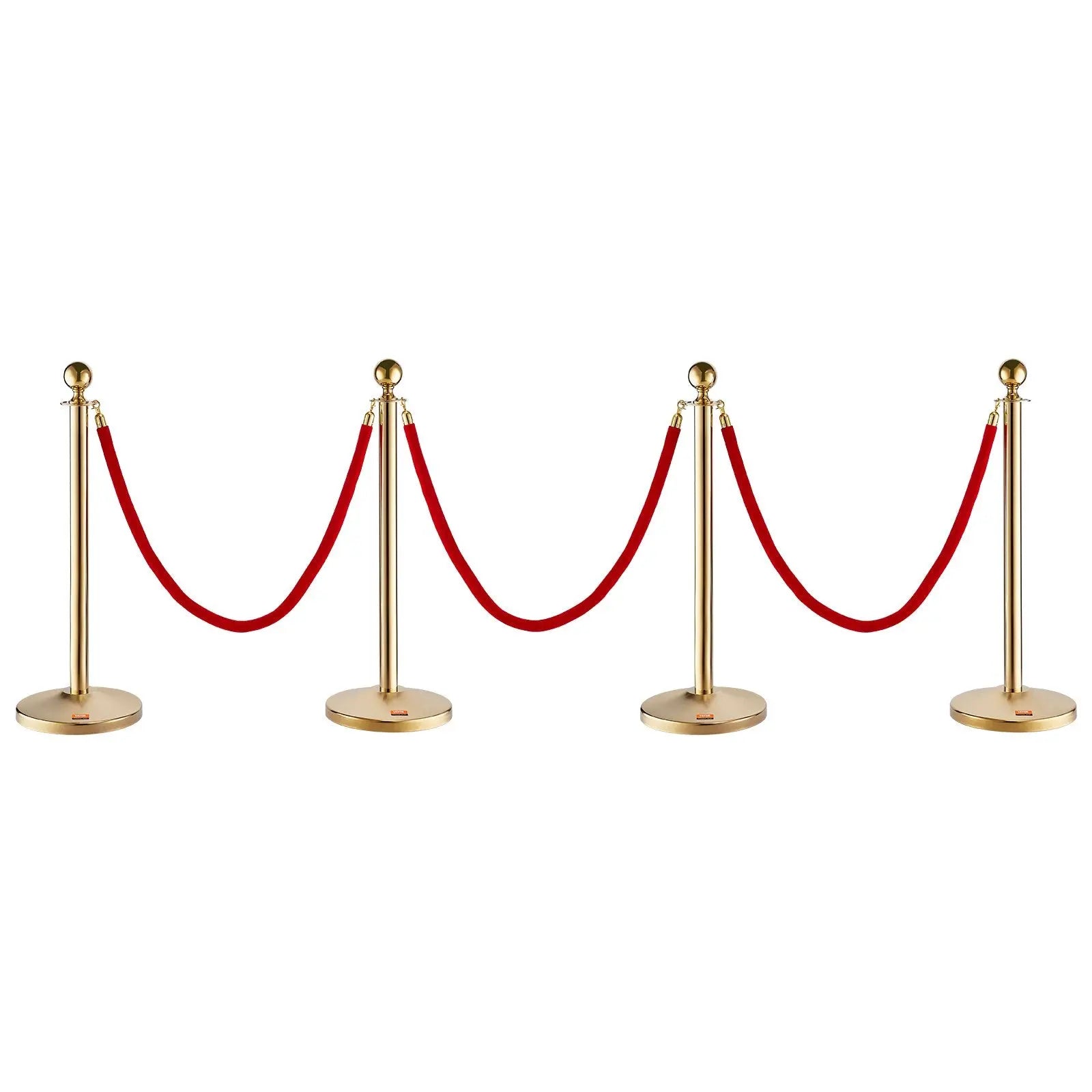 Stanchion Post with Velvet Rope, 4-Pack Crowd Control Stanchion with 3PCS 5FT Red Velvet Ropes, Stainless Steel Queue Barrier Line Divider with Fillable Base & Ball Top for Wedding Museum Party Wholesale Hub