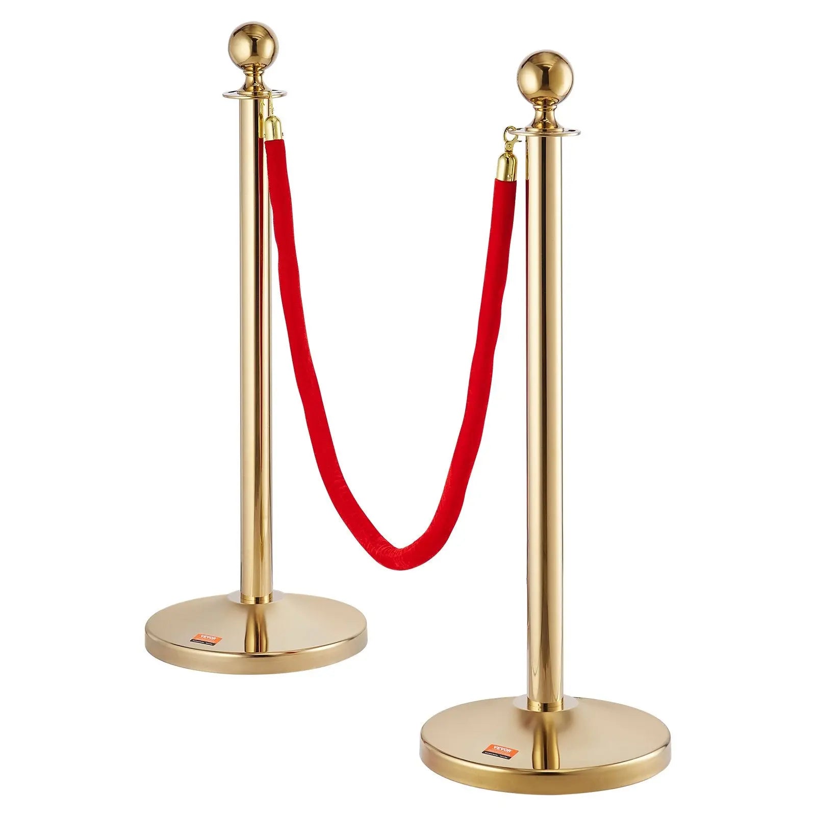 Stanchion Post with Velvet Rope, 6-Pack Crowd Control Stanchion with 4PCS 5FT Red Velvet Ropes, Stainless Steel Queue Barrier Line Divider with Fillable Base & Ball Top for Wedding Museum Party Wholesale Hub
