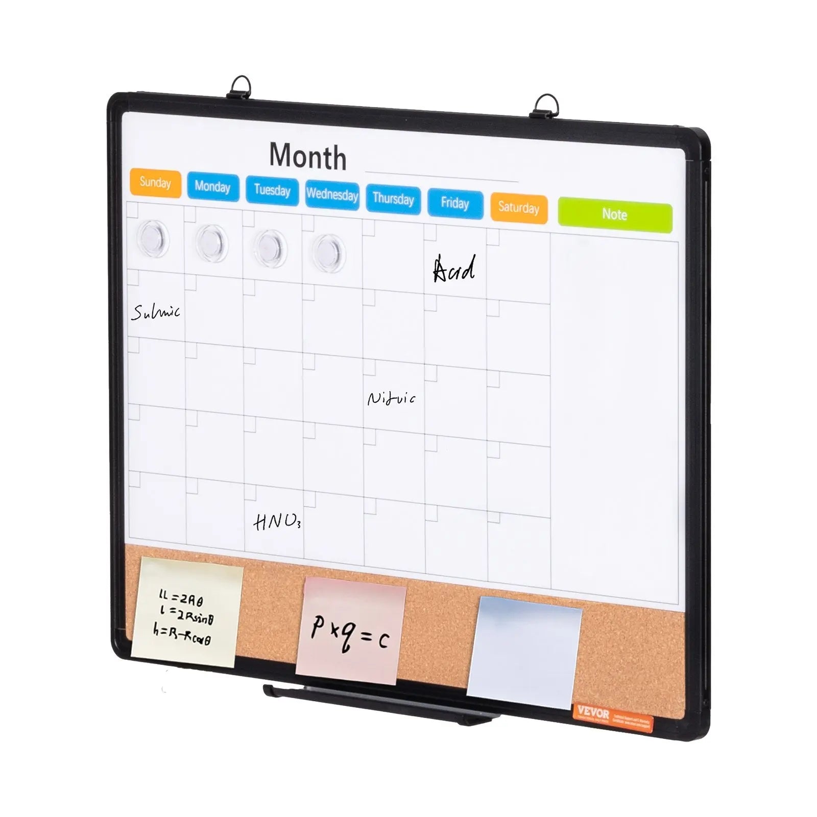 24"x 18" Monthly Calendar Whiteboard & Cork Board Combo with Aluminum Frame – 2-in-1 Magnetic Dry Erase Bulletin Board for Wall Mount – Ideal for School, Home, Office Wholesale Hub