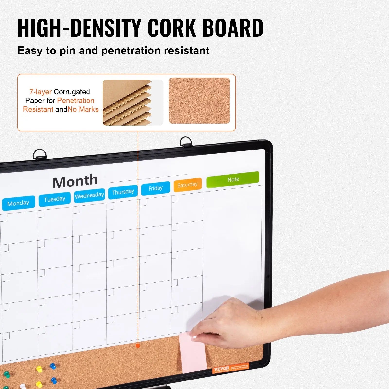 24"x 18" Monthly Calendar Whiteboard & Cork Board Combo with Aluminum Frame – 2-in-1 Magnetic Dry Erase Bulletin Board for Wall Mount – Ideal for School, Home, Office Wholesale Hub