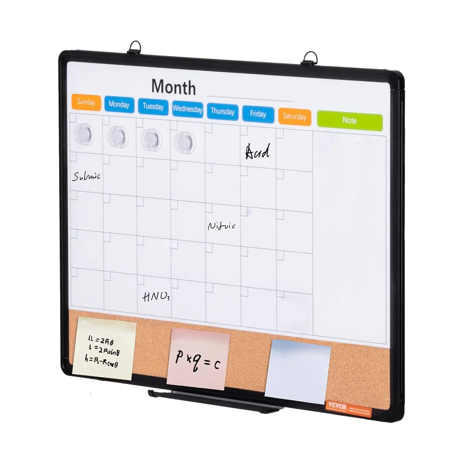 24"x 18" Monthly Calendar Whiteboard & Cork Board Combo with Aluminum Frame – 2-in-1 Magnetic Dry Erase Bulletin Board for Wall Mount – Ideal for School, Home, Office Wholesale Hub
