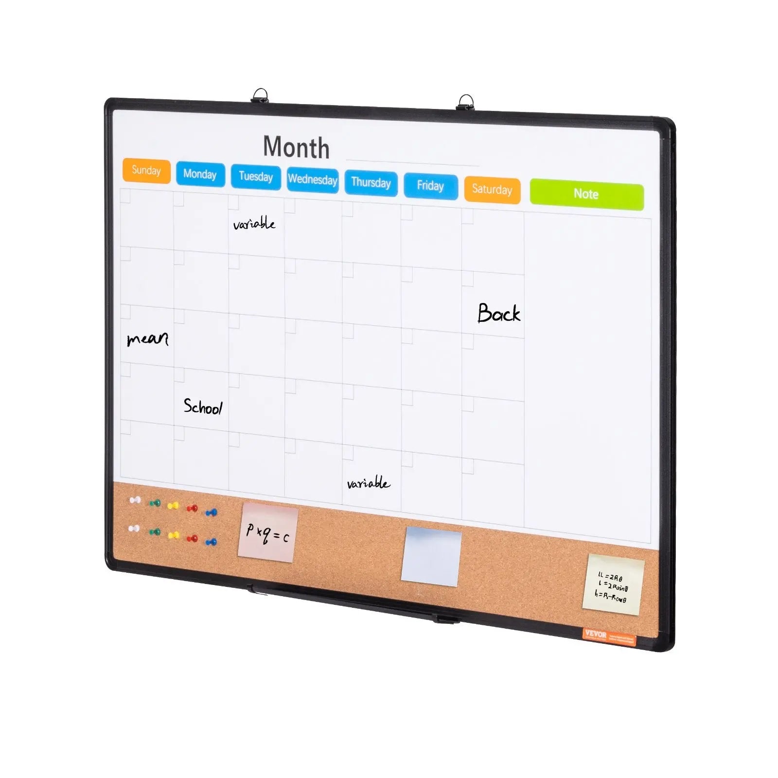 36"x 24" Monthly Calendar Whiteboard & Cork Board Combo with Aluminum Frame – 2-in-1 Magnetic Dry Erase Bulletin Board for Wall Mount – Ideal for School, Home, Office Wholesale Hub