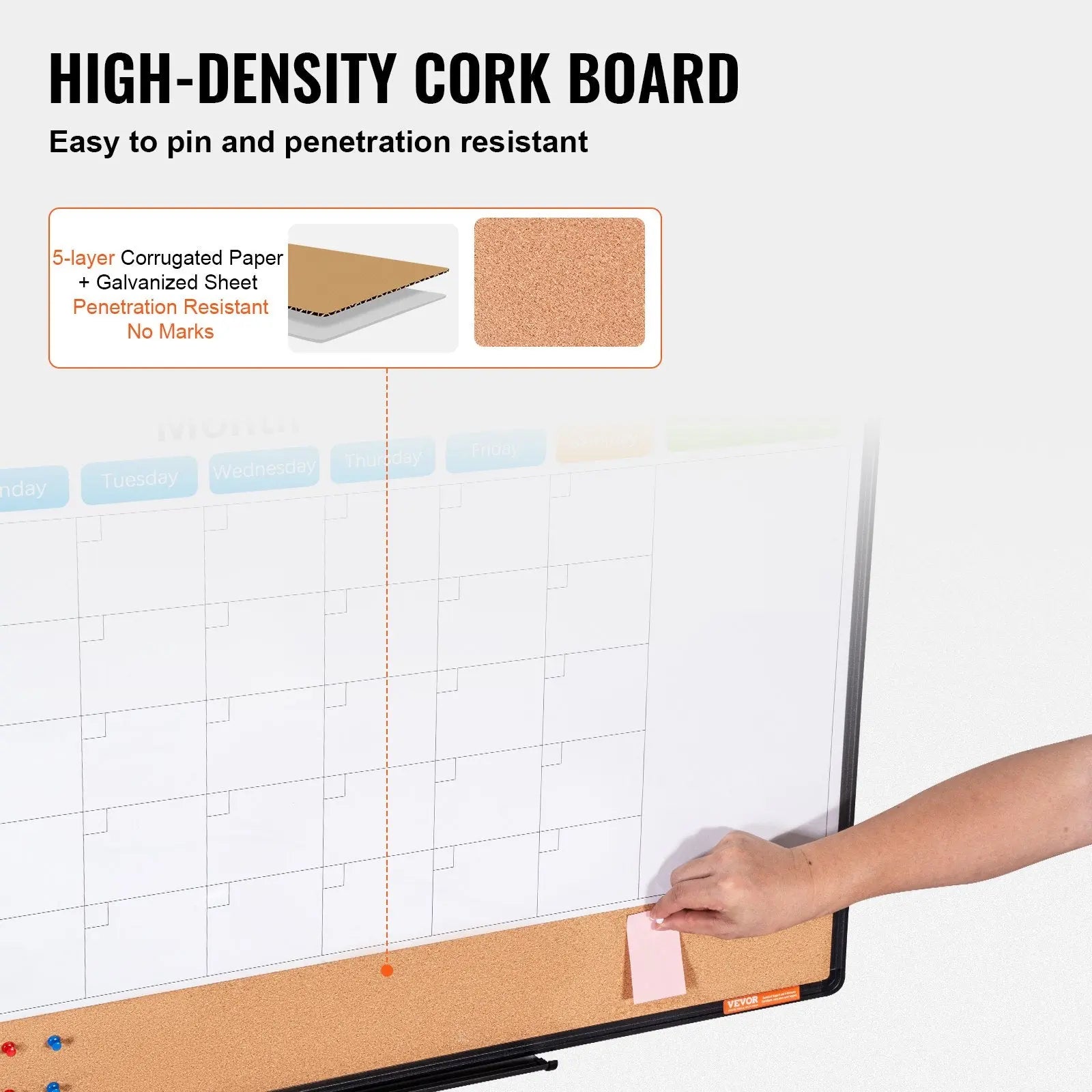 36"x 24" Monthly Calendar Whiteboard & Cork Board Combo with Aluminum Frame – 2-in-1 Magnetic Dry Erase Bulletin Board for Wall Mount – Ideal for School, Home, Office Wholesale Hub