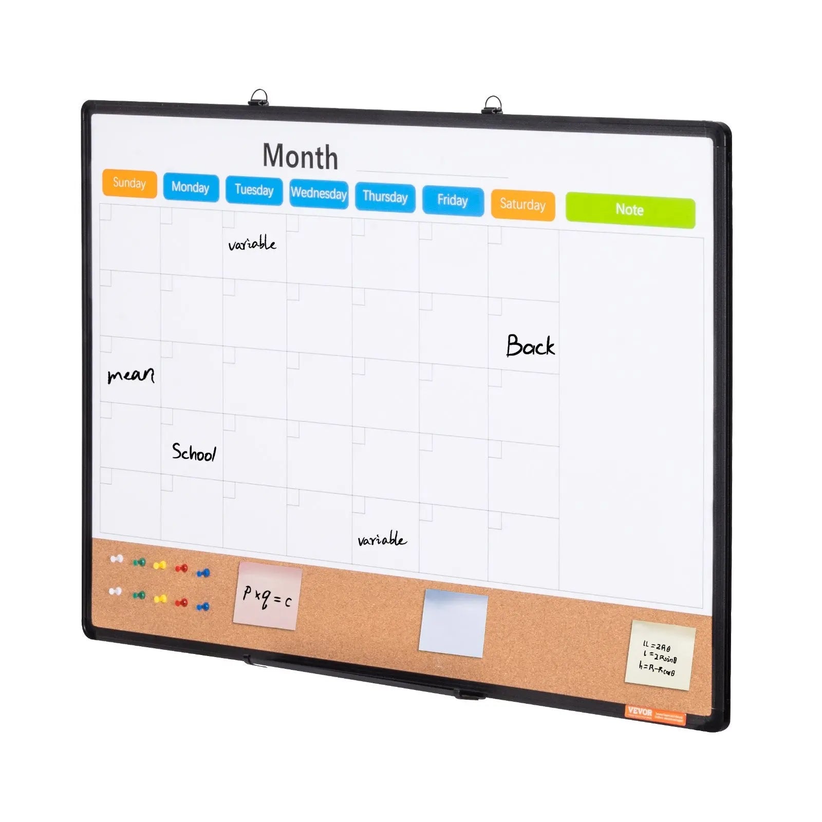 36"x 24" Monthly Calendar Whiteboard & Cork Board Combo with Aluminum Frame – 2-in-1 Magnetic Dry Erase Bulletin Board for Wall Mount – Ideal for School, Home, Office Wholesale Hub
