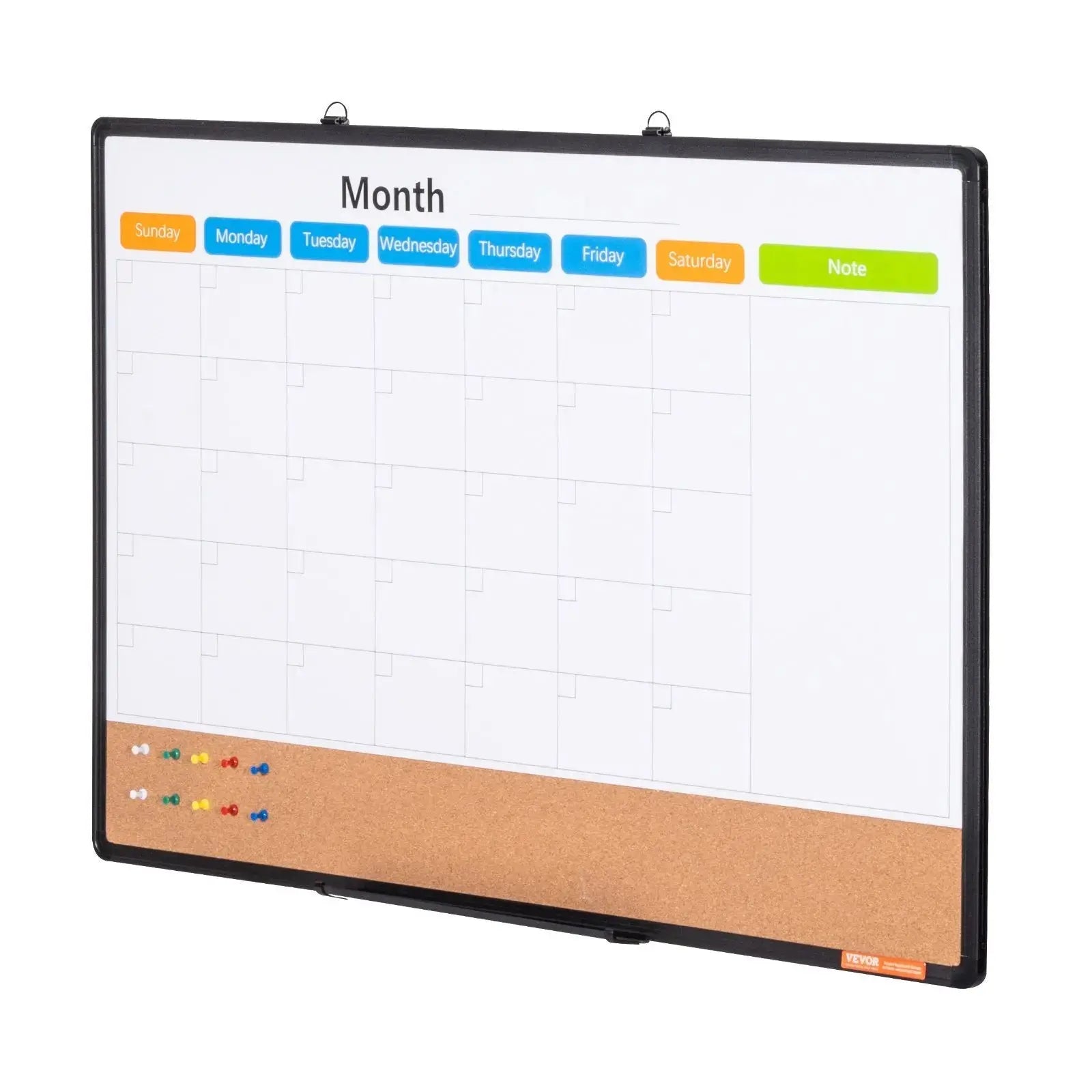 36"x 24" Monthly Calendar Whiteboard & Cork Board Combo with Aluminum Frame – 2-in-1 Magnetic Dry Erase Bulletin Board for Wall Mount – Ideal for School, Home, Office Wholesale Hub