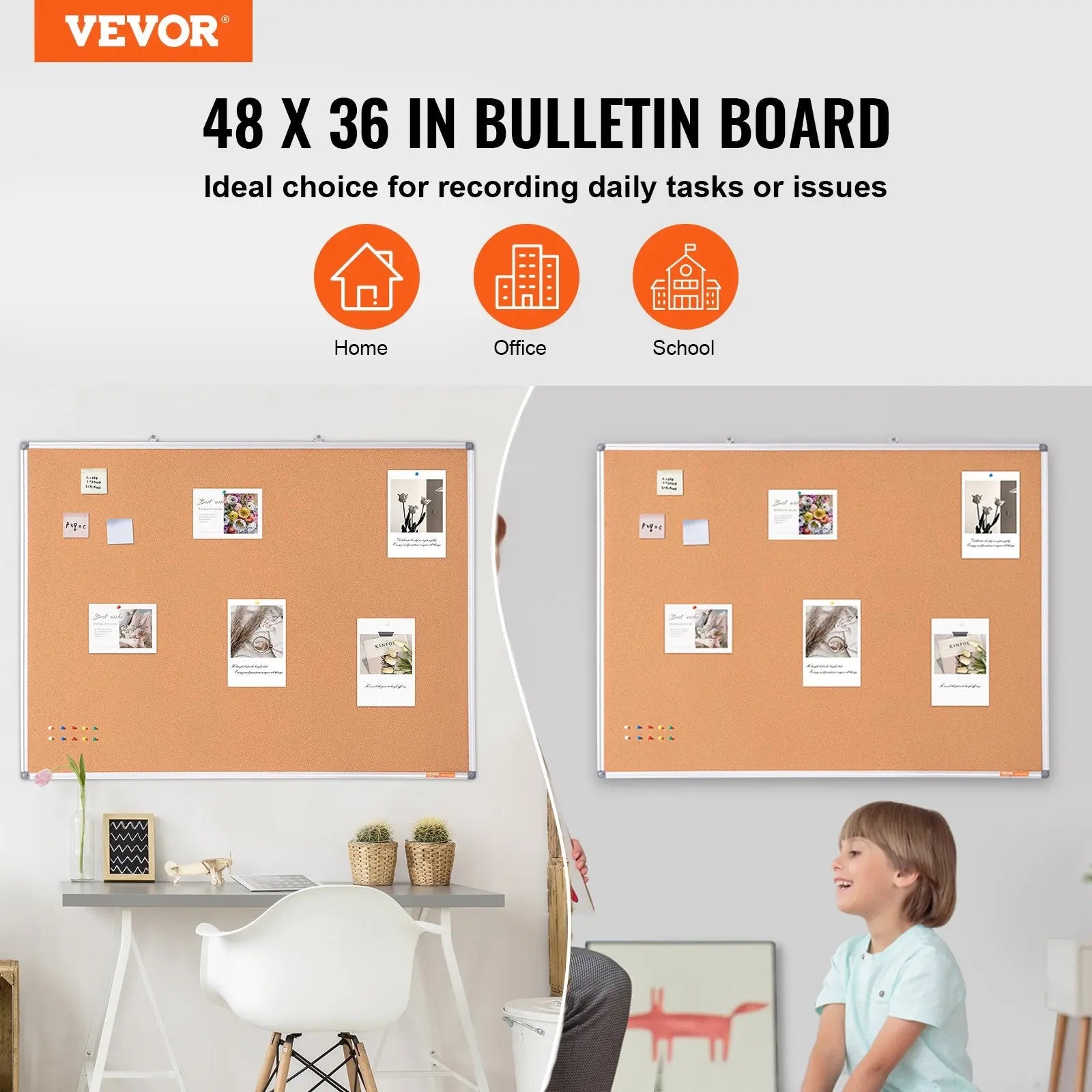 48"x36" Large Cork Board – Wall-Mounted Bulletin Board with Pin Board – Perfect for School, Home, Office Wholesale Hub
