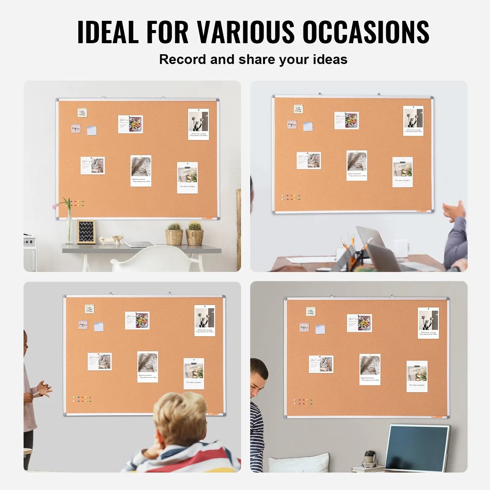 48"x36" Large Cork Board – Wall-Mounted Bulletin Board with Pin Board – Perfect for School, Home, Office Wholesale Hub