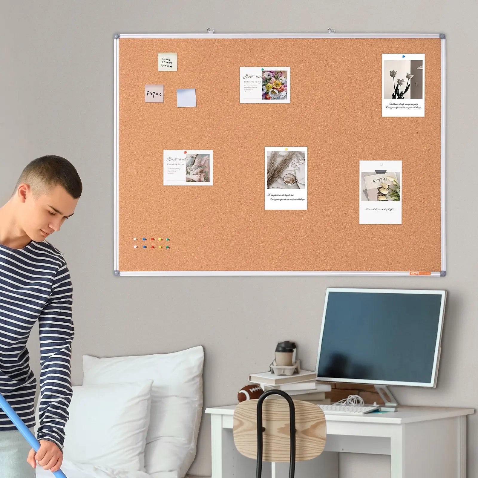48"x36" Large Cork Board – Wall-Mounted Bulletin Board with Pin Board – Perfect for School, Home, Office Wholesale Hub