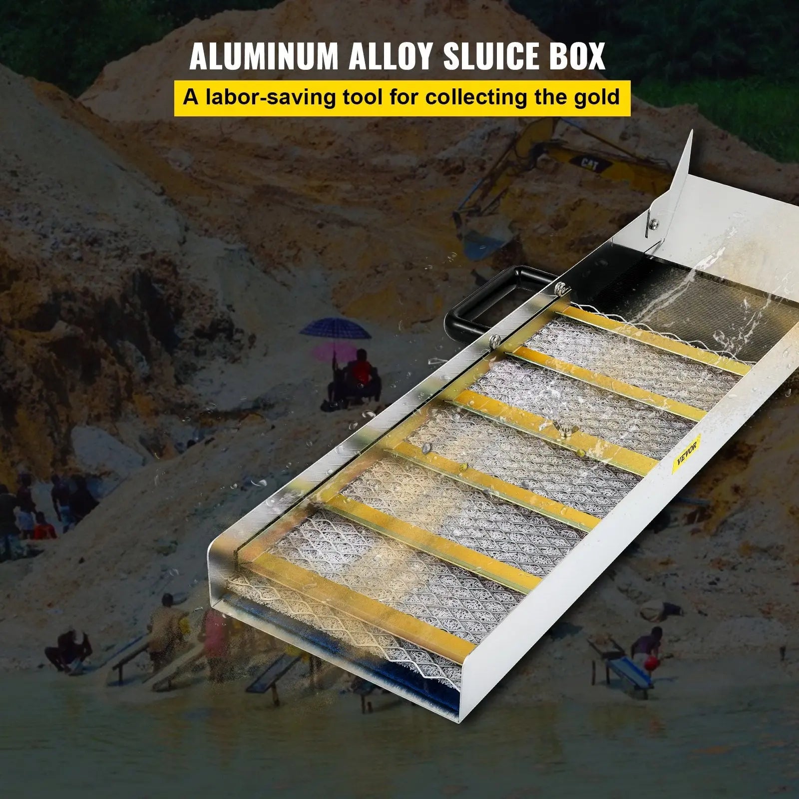 Aluminum Alloy Sluice Box, Compact 36" Mini Sluice Boxes for Gold, Lightweight Gold Sluice Equipment, Portable Sluice Boxes with Miner\'s Moss, River, Creek, Gold Panning, Prospecting, Dredging Wholesale Hub