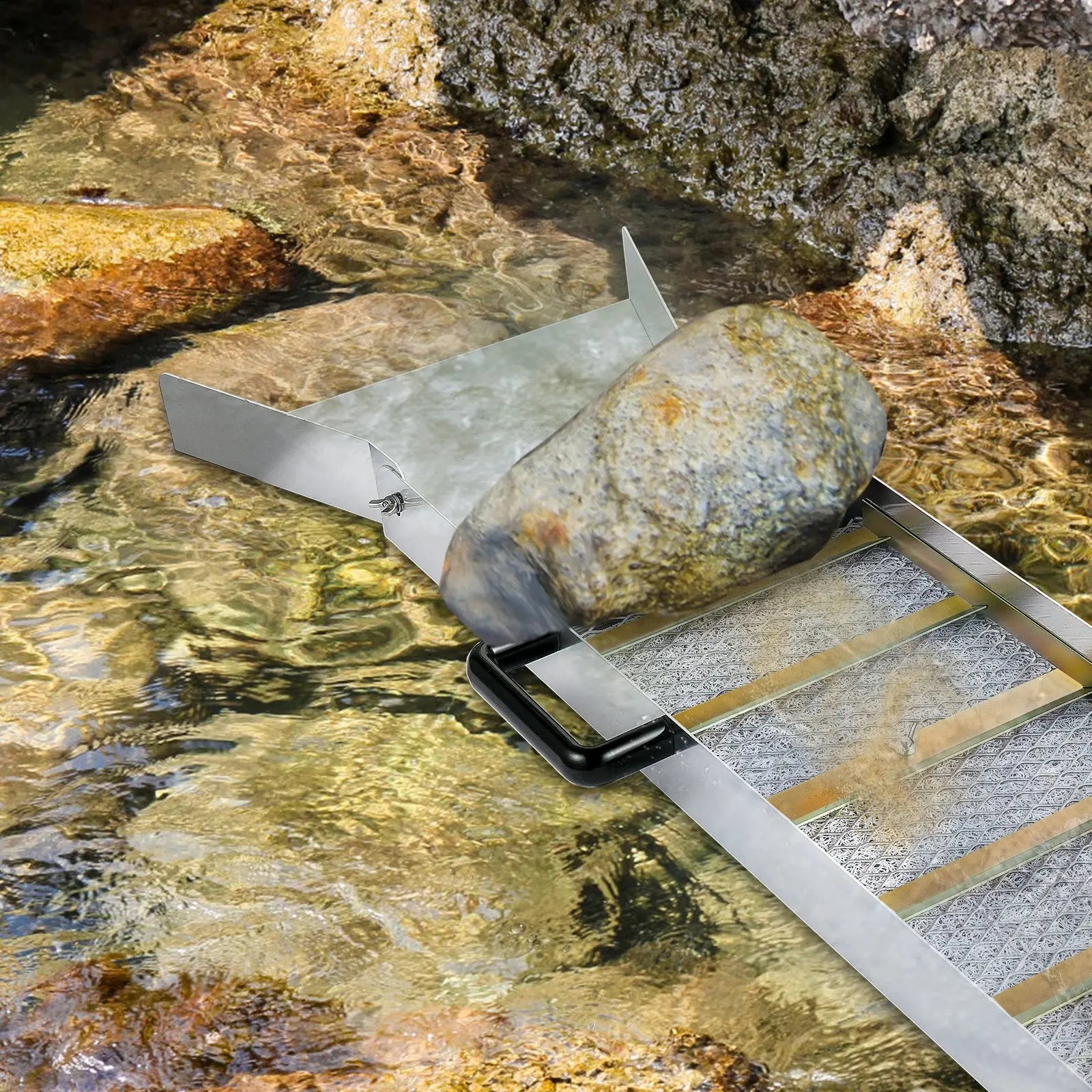 Aluminum Alloy Sluice Box, Compact 36" Mini Sluice Boxes for Gold, Lightweight Gold Sluice Equipment, Portable Sluice Boxes with Miner\'s Moss, River, Creek, Gold Panning, Prospecting, Dredging Wholesale Hub