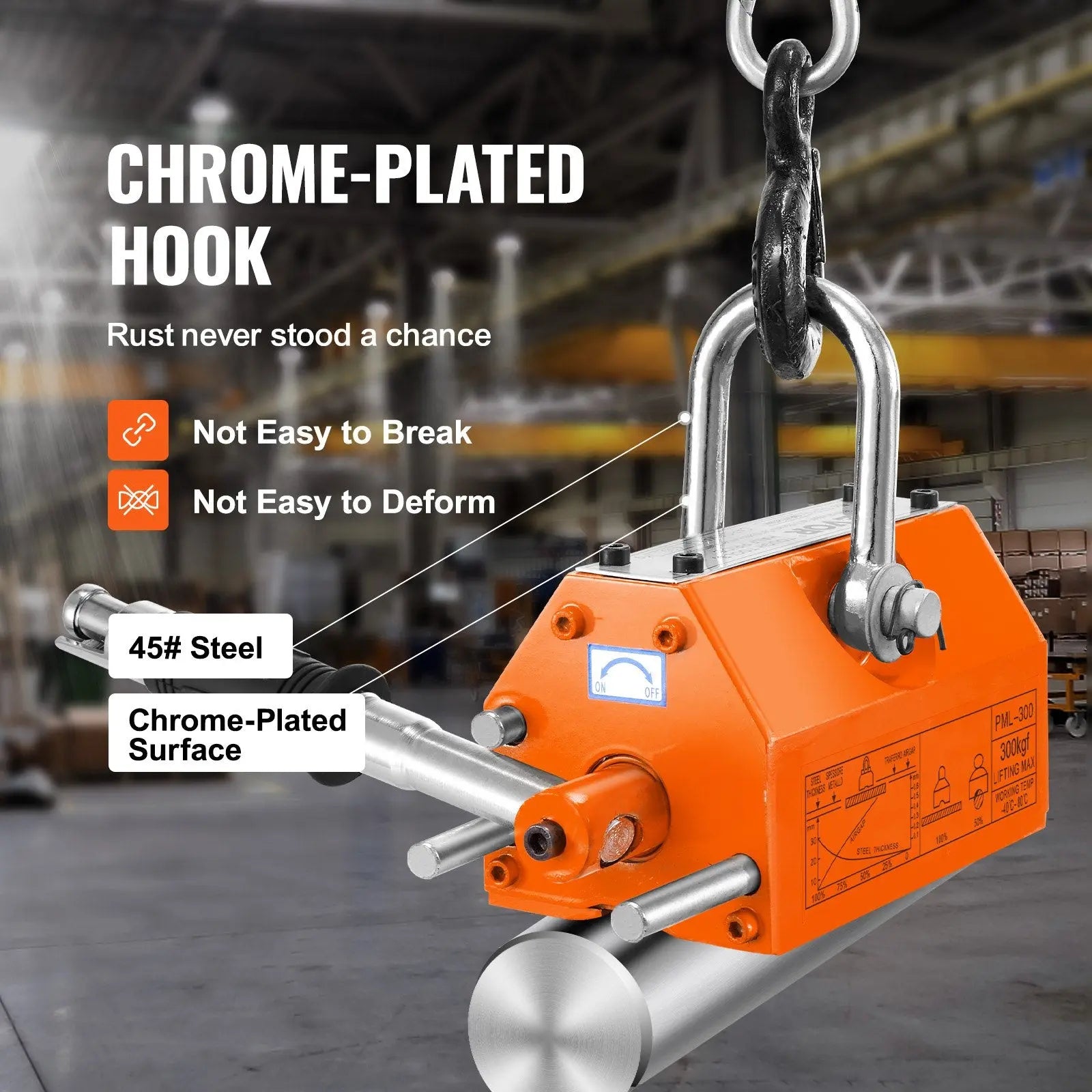 Magnetic Lifter, 300 kg Pulling Capacity, 2.5 Safety Factor, Neodymium & Steel, Lifting Magnet with Release, Permanent Lift Magnets, Heavy Duty Magnet for Hoist, Shop Crane, Block, Board Wholesale Hub
