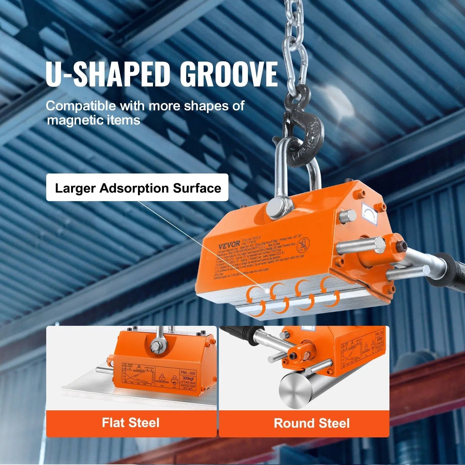 Magnetic Lifter, 300 kg Pulling Capacity, 2.5 Safety Factor, Neodymium & Steel, Lifting Magnet with Release, Permanent Lift Magnets, Heavy Duty Magnet for Hoist, Shop Crane, Block, Board Wholesale Hub