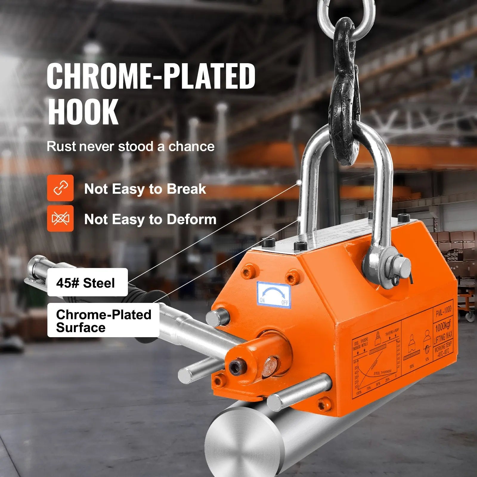Magnetic Lifter, 1000kg Pulling Capacity, 2.5 Safety Factor, Neodymium & Steel, Lifting Magnet with Release, Permanent Lift Magnets, Heavy Duty Magnet for Hoist, Shop Crane, Block, Board Wholesale Hub