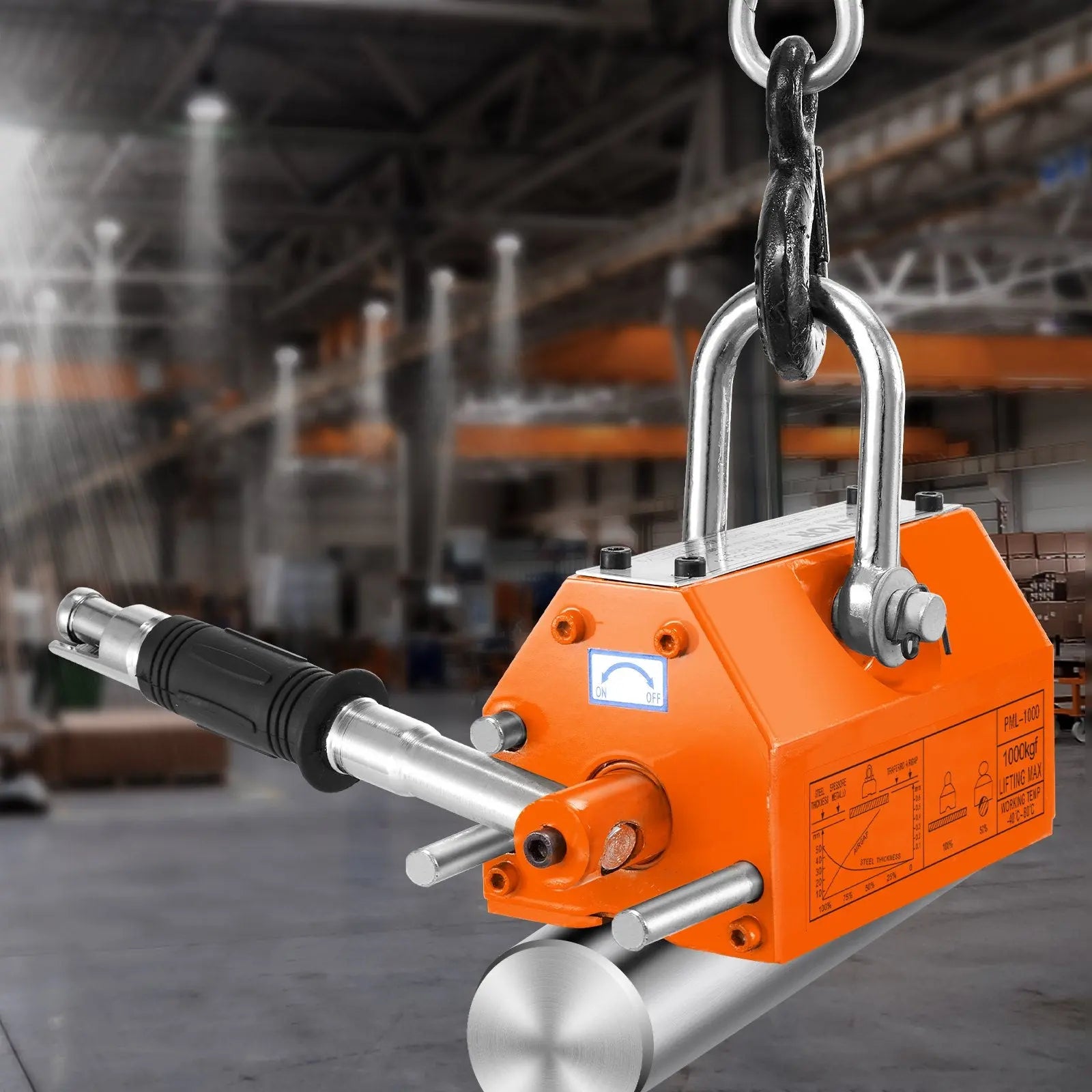 Magnetic Lifter, 1000kg Pulling Capacity, 2.5 Safety Factor, Neodymium & Steel, Lifting Magnet with Release, Permanent Lift Magnets, Heavy Duty Magnet for Hoist, Shop Crane, Block, Board Wholesale Hub