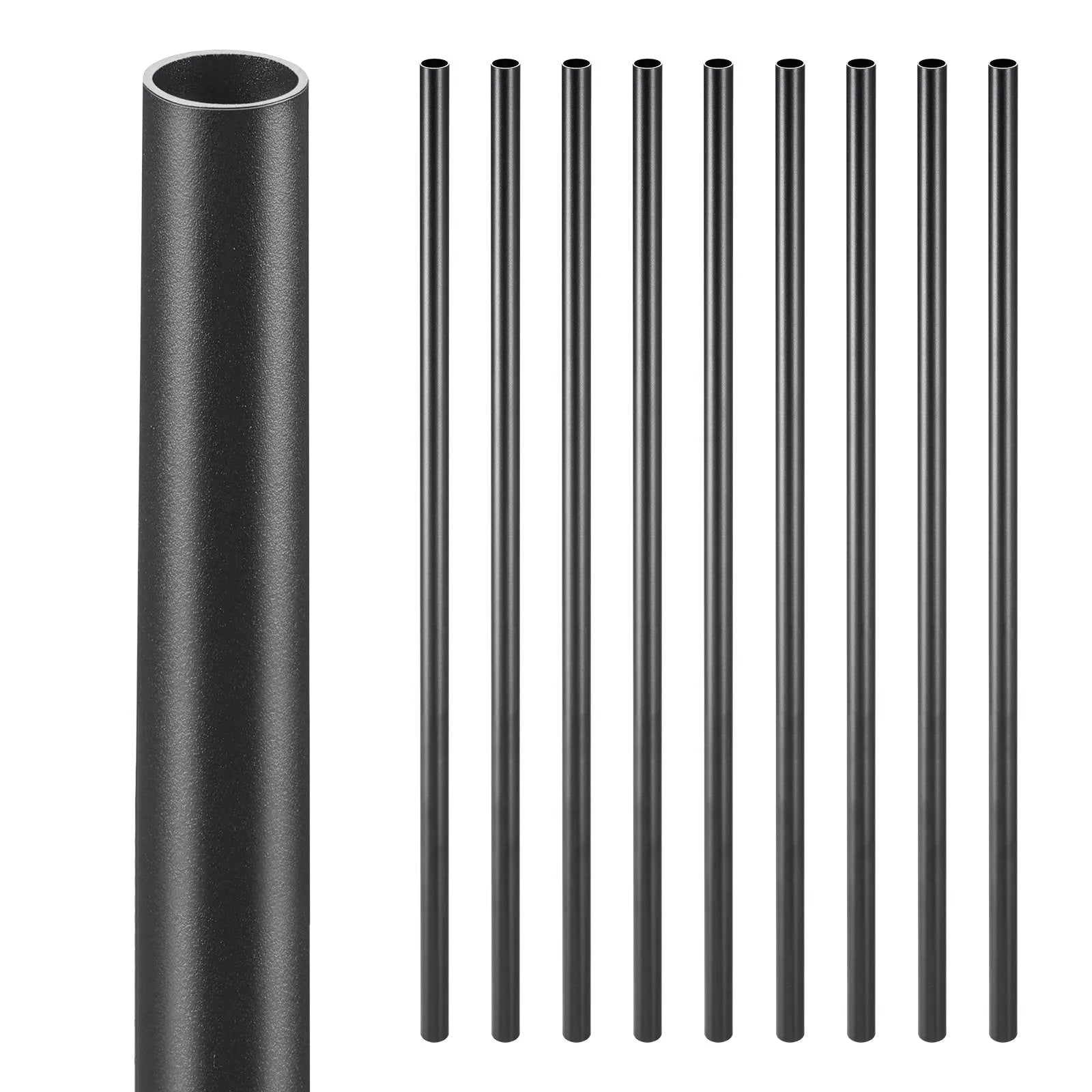 Staircase Balusters 101 Pack, 660 mm Aluminum Stair Balusters, 19 mm Water-Proof Round Metal Spindle Railing, Hollow Deck Railing with Rail Caps & Screws for Stairs, Porch, Patio, Matte Black Wholesale Hub