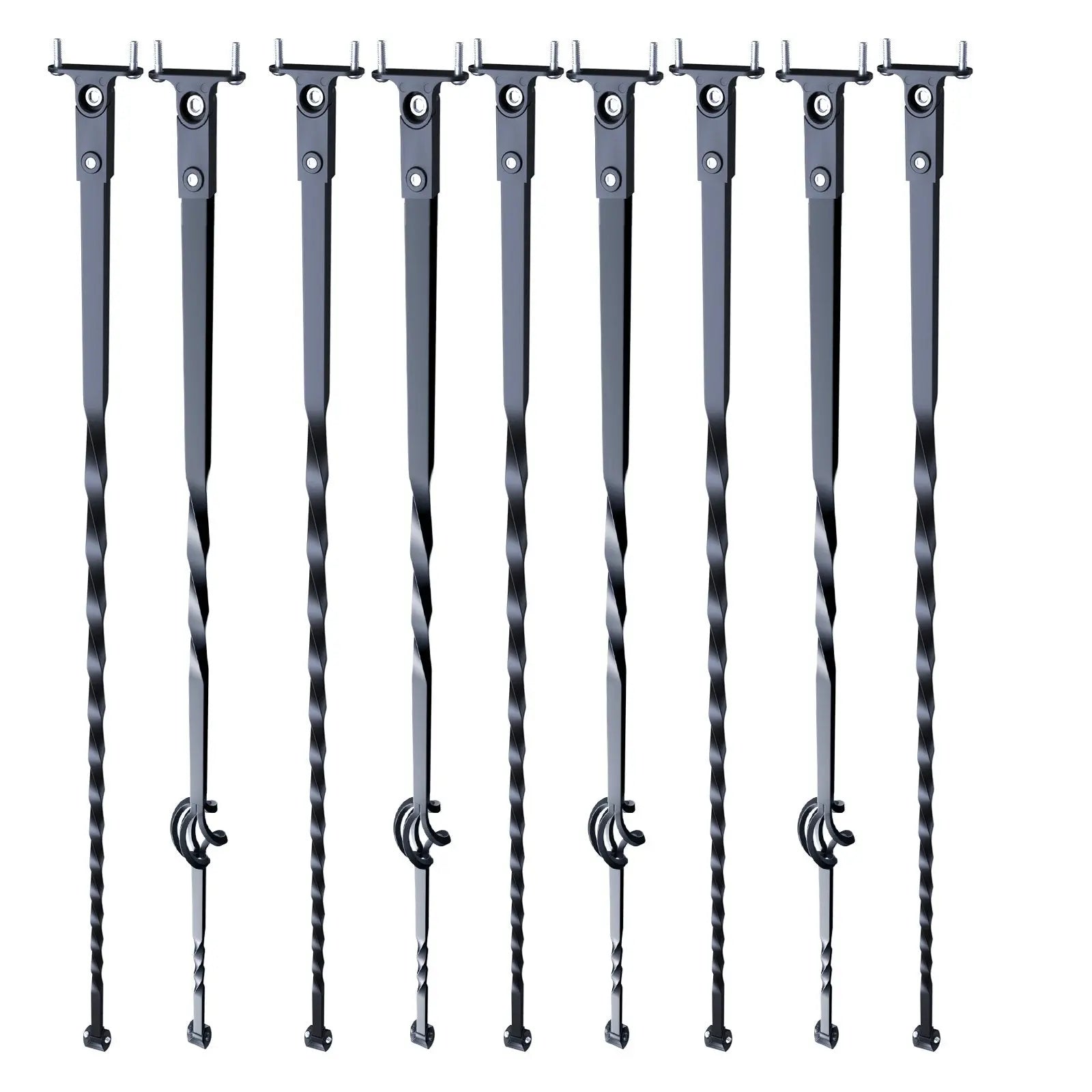 Staircase Metal Balusters, 44'' x 1/2" Galvanized Steel Decorative Banister Spindles, 10 Pack Deck Baluster with Hollow Single Baskets, Twists, Spiral Stair Railing w/ Shoes & Screws Wholesale Hub