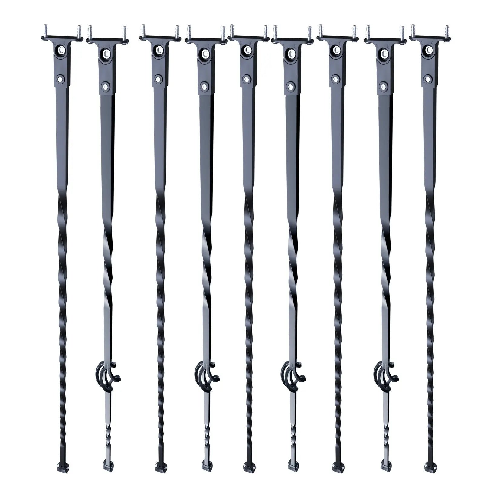 Staircase Metal Balusters, 44'' x 1/2" Galvanized Steel Decorative Banister Spindles, 10 Pack Deck Baluster with Hollow Single Baskets, Twists, Spiral Stair Railing w/ Shoes & Screws Wholesale Hub
