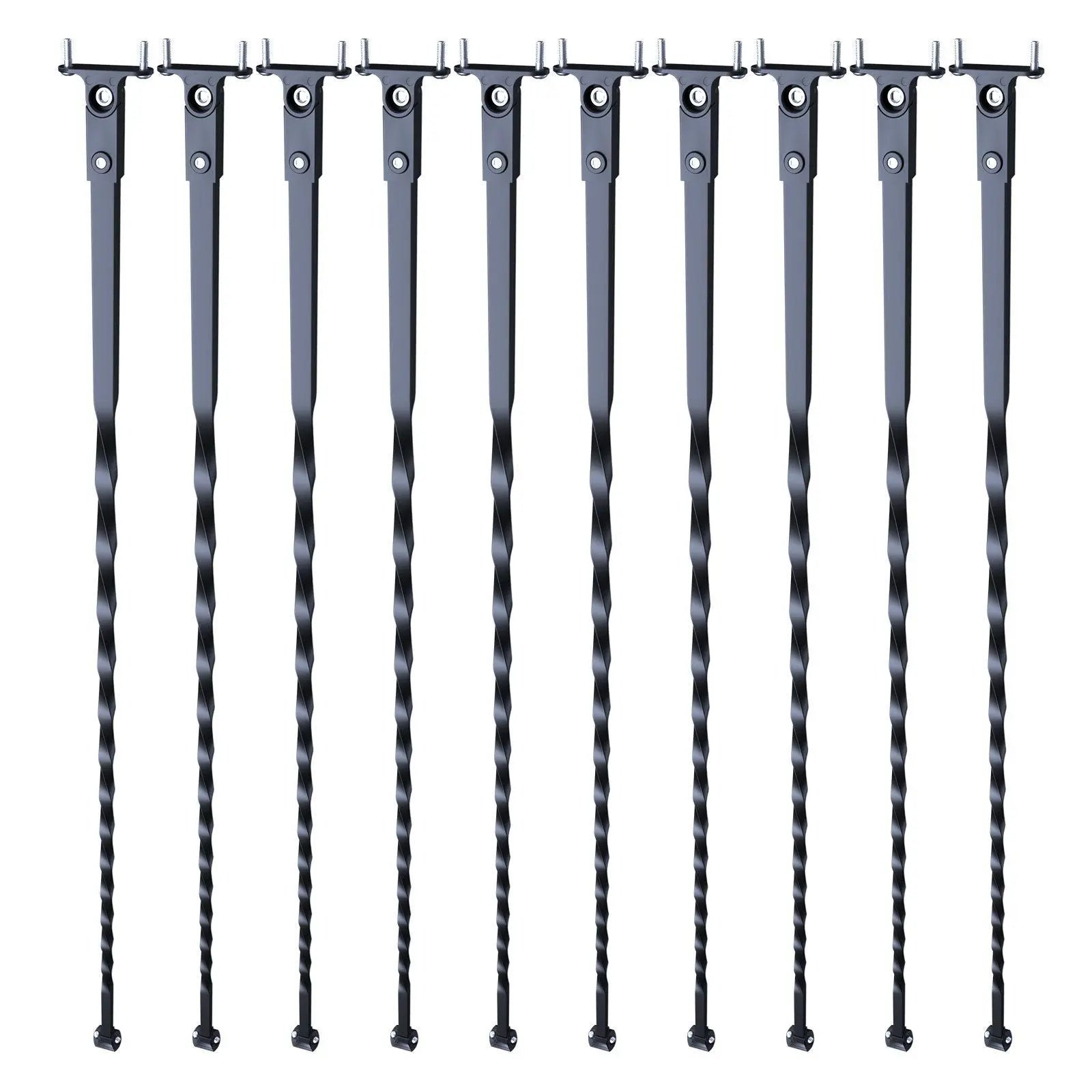 Staircase Metal Balusters, 44'' x 1/2" Galvanized Steel Decorative Banister Spindles, 10 Pack Deck Baluster with Hollow Twists, Satin Black Spiral Stair Railing with Shoes & Screws Wholesale Hub