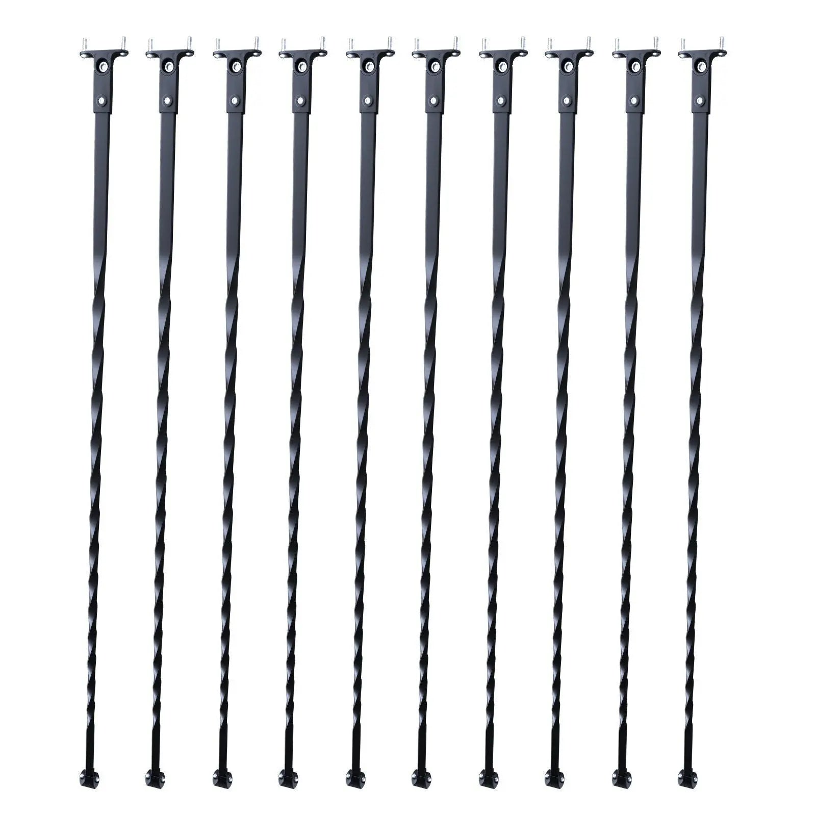 Staircase Metal Balusters, 44'' x 1/2" Galvanized Steel Decorative Banister Spindles, 10 Pack Deck Baluster with Hollow Twists, Satin Black Spiral Stair Railing with Shoes & Screws Wholesale Hub