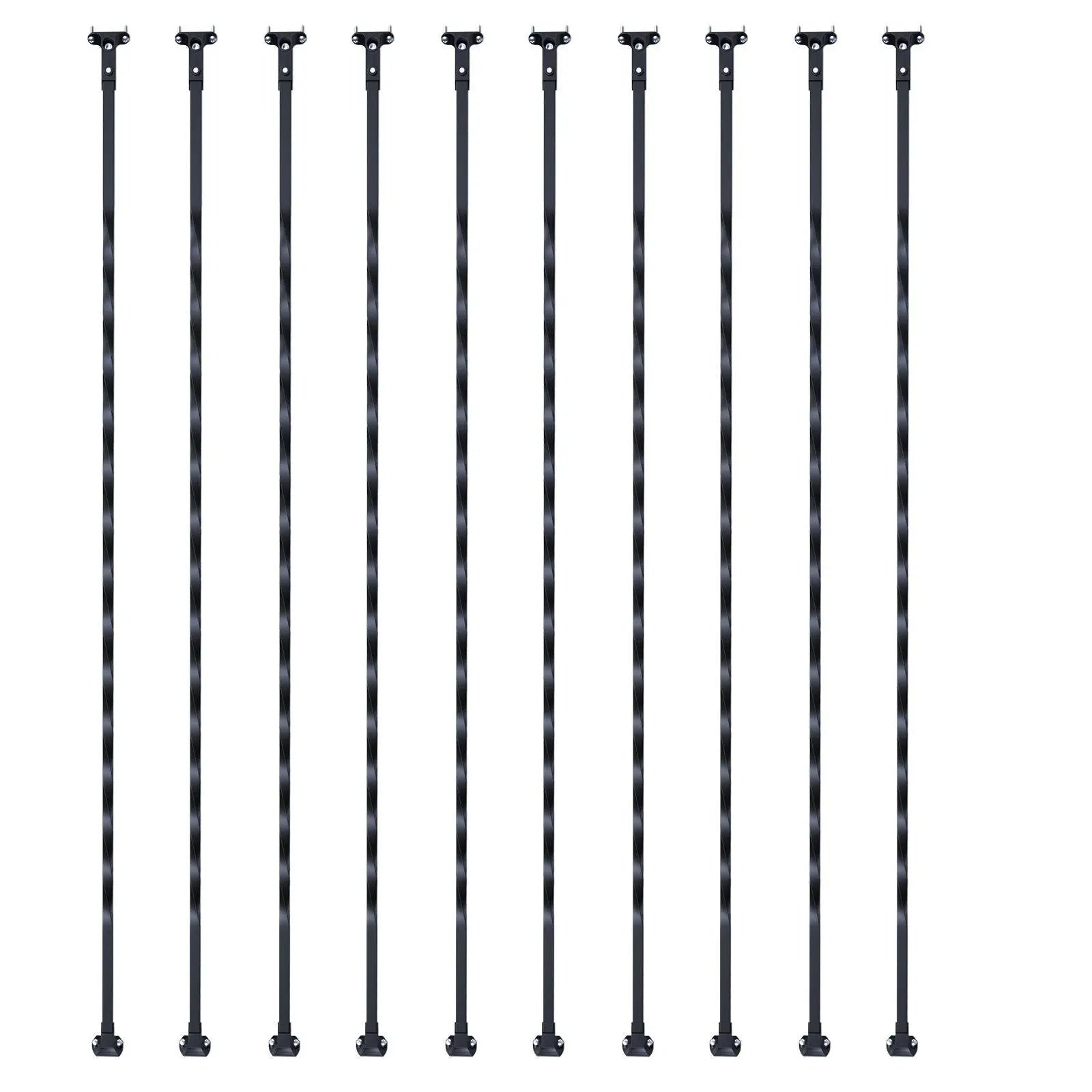Staircase Metal Balusters, 44'' x 1/2" Galvanized Steel Decorative Banister Spindles, 10 Pack Deck Baluster with Hollow Twists, Satin Black Spiral Stair Railing with Shoes & Screws Wholesale Hub