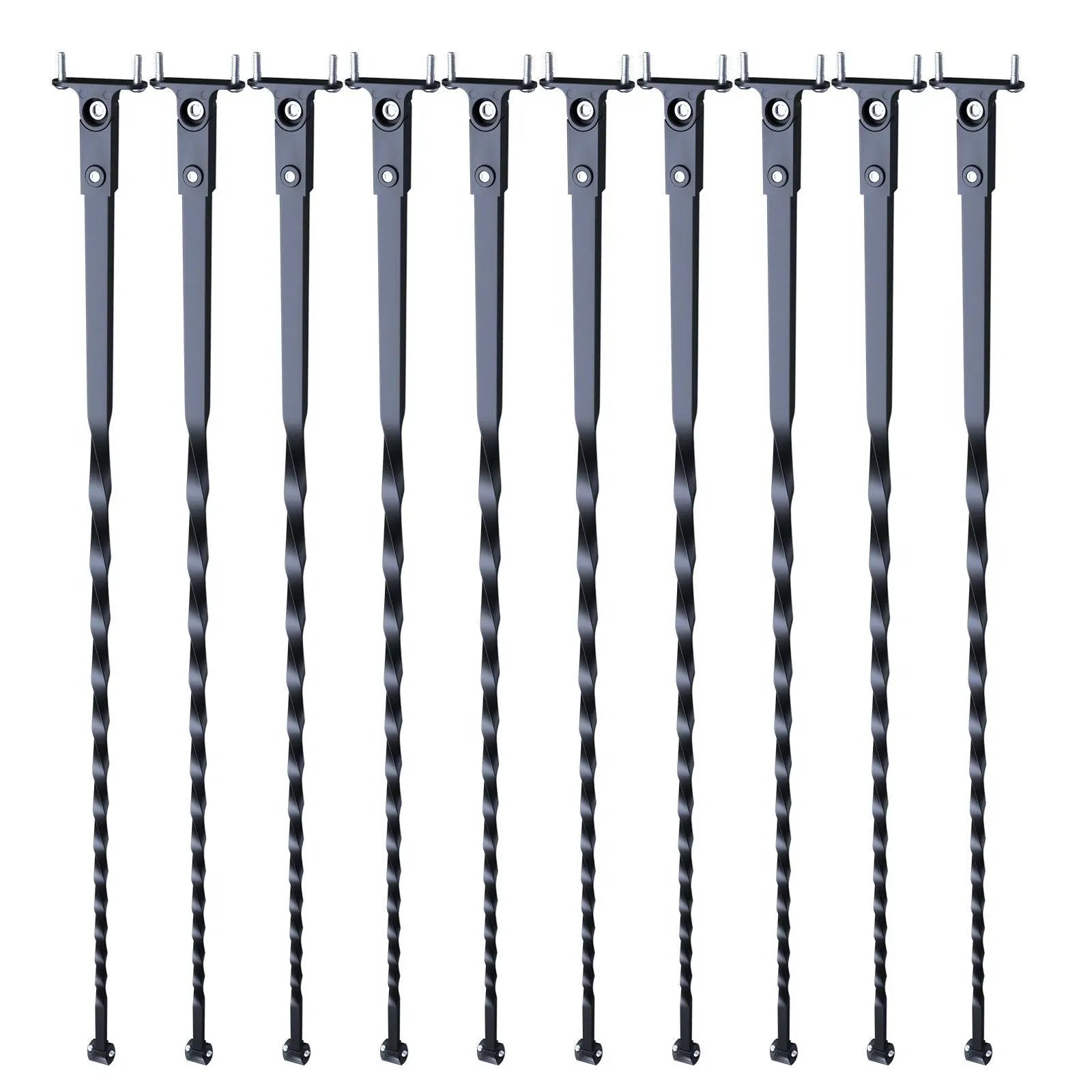 Staircase Metal Balusters, 44'' x 1/2" Galvanized Steel Decorative Banister Spindles, 10 Pack Deck Baluster with Hollow Twists, Satin Black Spiral Stair Railing with Shoes & Screws Wholesale Hub