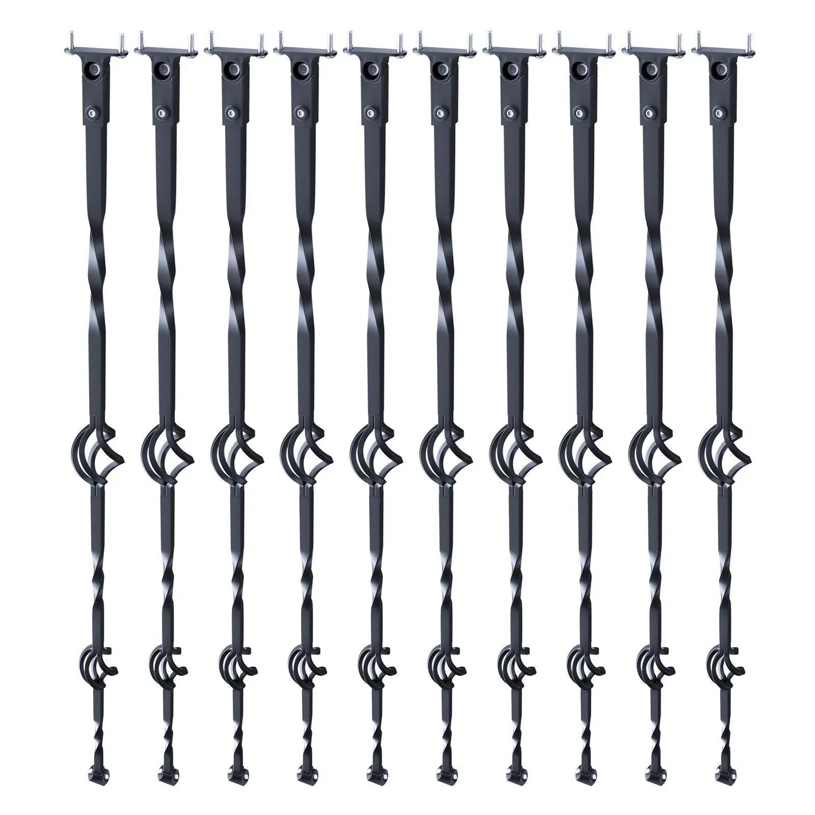 Staircase Metal Balusters, 44'' x 1/2" Galvanized Steel Decorative Banister Spindles, 10 Pack Deck Baluster with Hollow Double Baskets, Spiral Stair Railing with Shoes & Screws Wholesale Hub